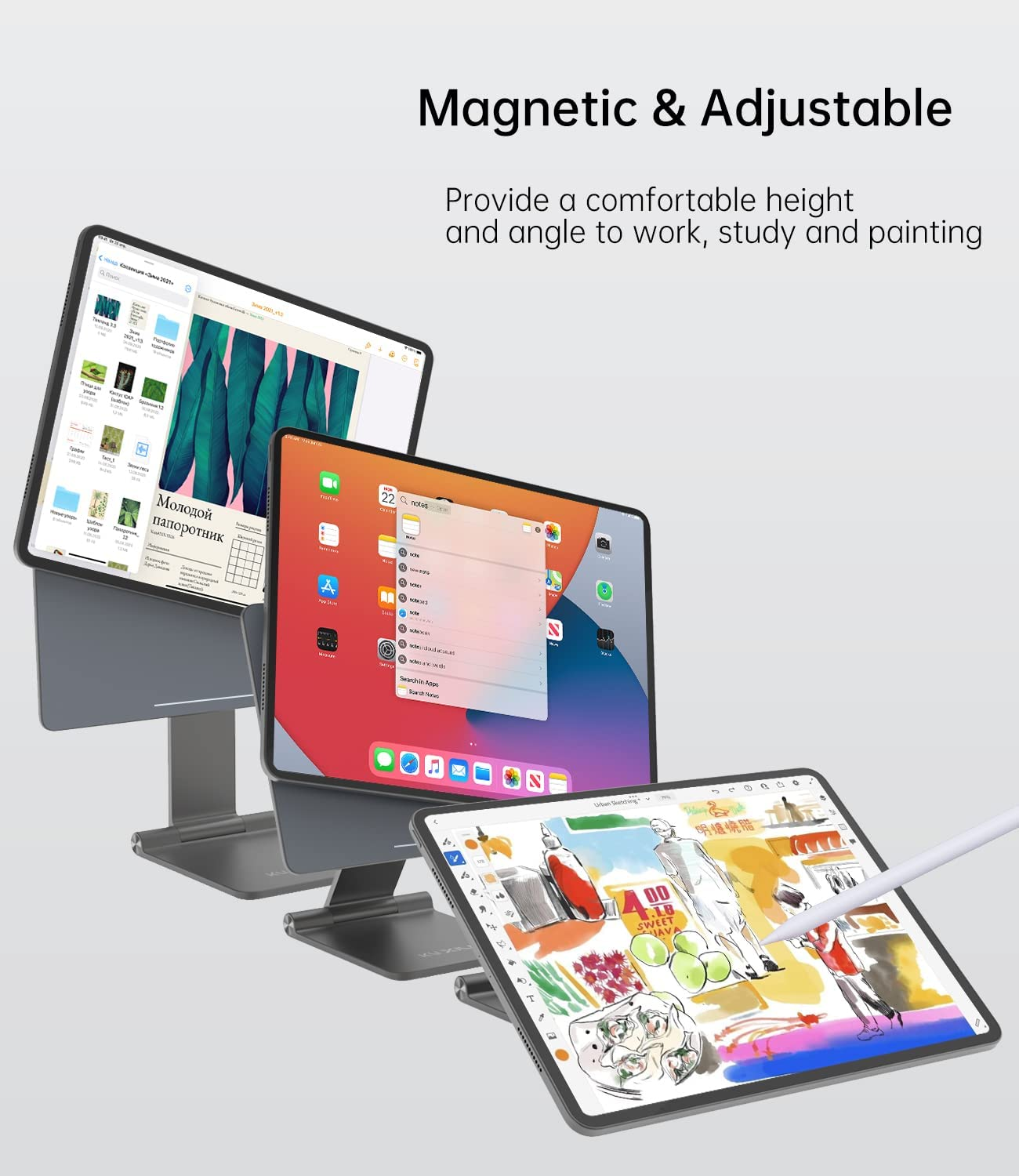 KU XIU Foldable Magnetic Stand for Ipad Pro 11'', Portable 360 Adjustable Desktop Holder Compatible with Ipad Air 4Th/5Th and Pro 1St/2Nd/3Rd/4Th Gen image number 5