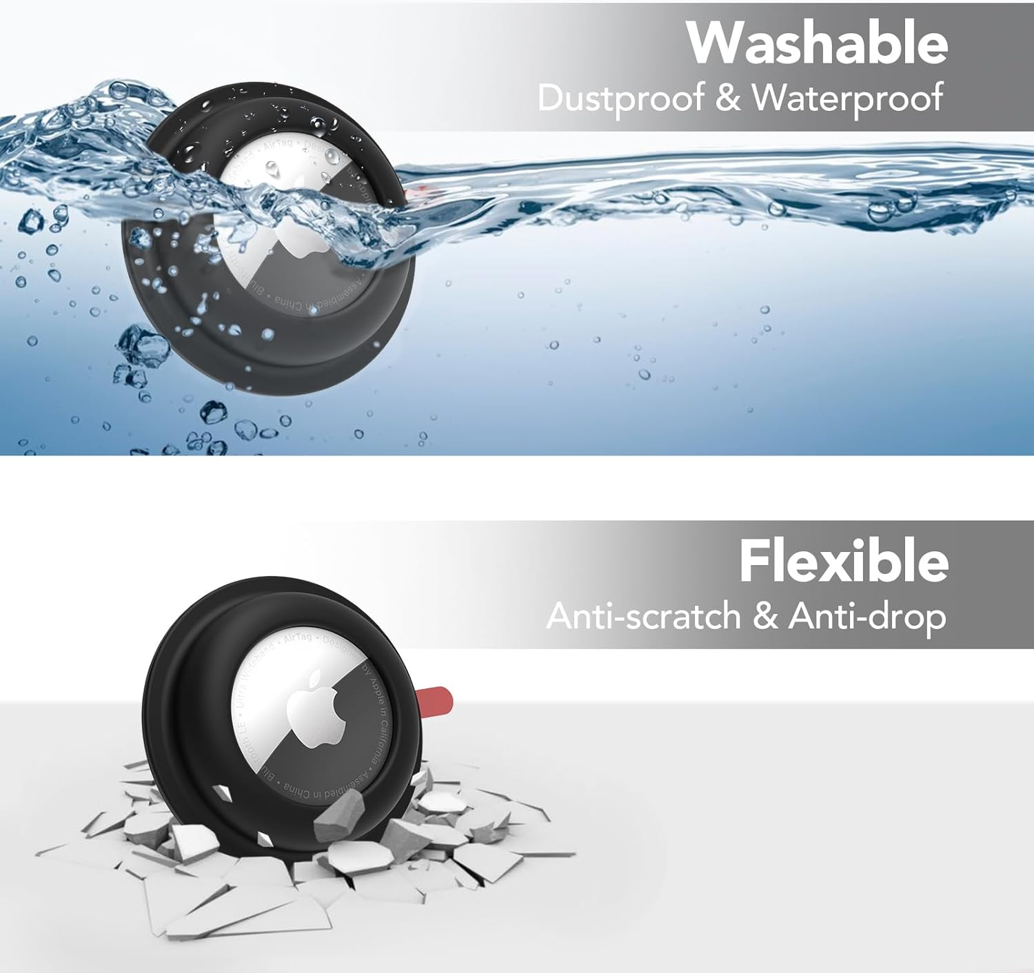 Aimtel Case Compatible with Apple Airtags Case Holder Cover Airtag Sticker Stick on Adhesive Mount Silicone for Bike Bicycle Car Pet Dog Collar 4 Pack