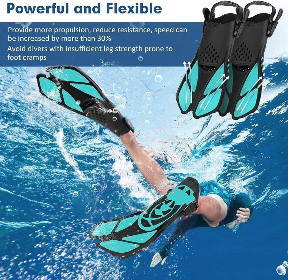 Snorkel Fins, Full Foot Pocket Swim Fins for Snorkeling, Diving image number 2