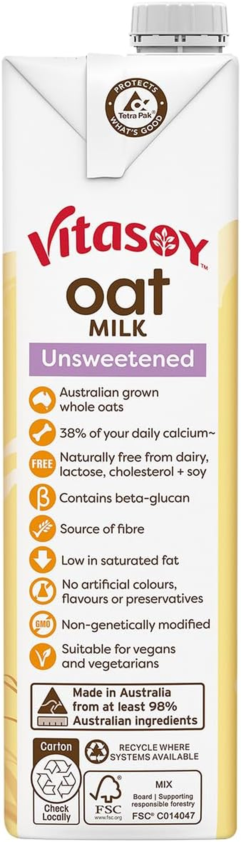 Vitasoy Unsweetened Long Life Oat Milk 1L image number 5