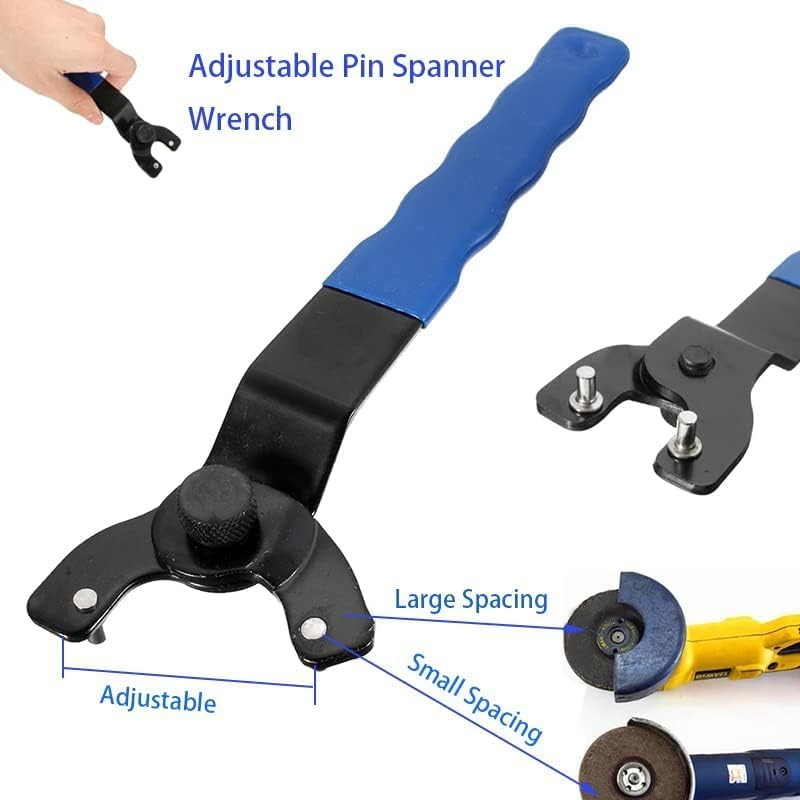 KEWAYO Grinder Wrench, Universal Adjustable Lock-Nut Pin Spanner Wrench with Non-Slip Plastic Coated Grip, Power Angle Grinder Tool for 4" 5" 6" 7" 9" Angle Grinders image number 4