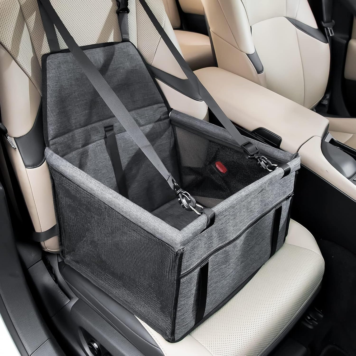 Dog Car Seat Bed - Travel Safety Seat for Medium Dogs up to 30Lb, Breathable, Folding, Washable Travel Bag for Dogs or Other Small Pets (Black) image number 2