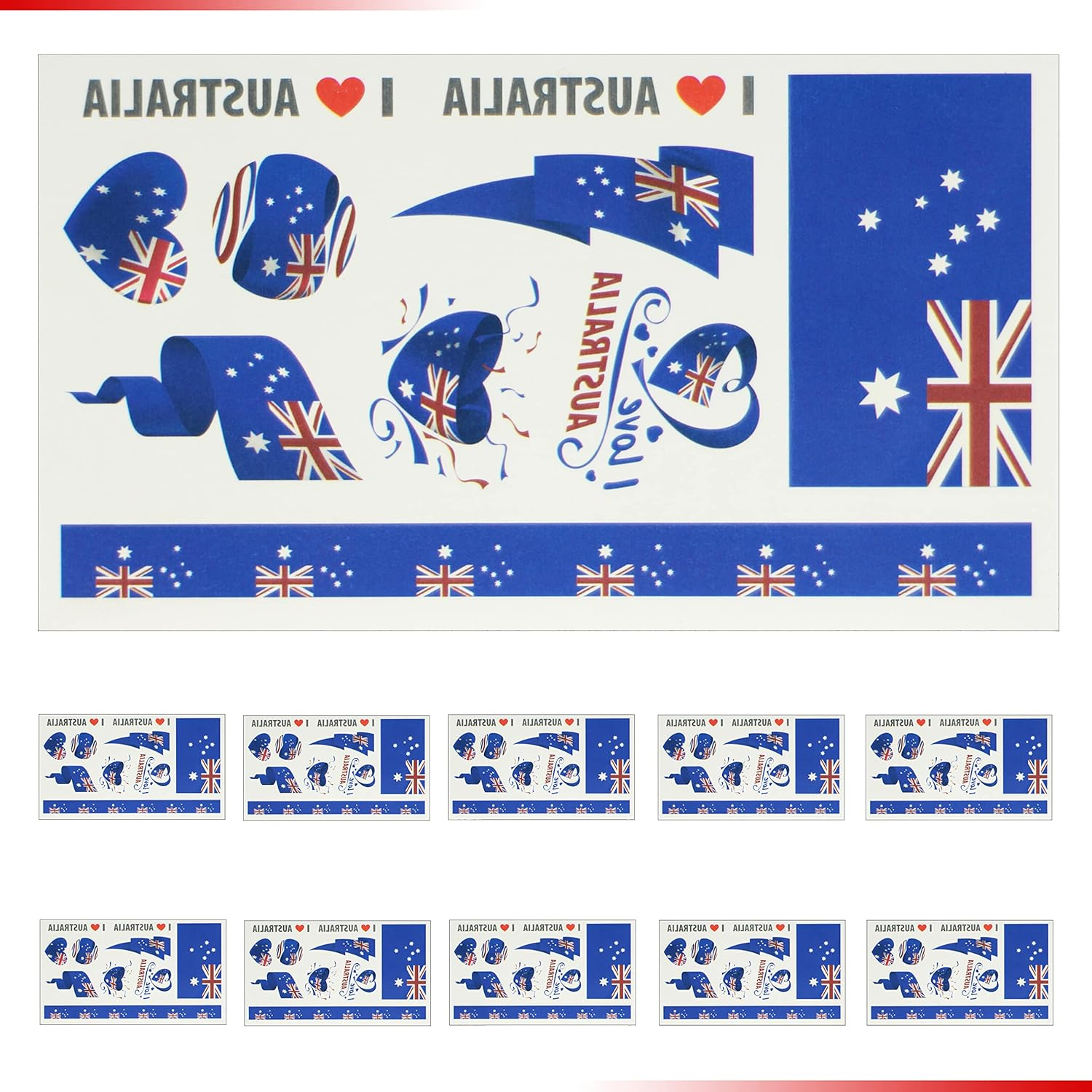 10 Sheets Australia National Flag Temporary Tattoo Fake Tattoos Stickers Markers Love and Support the Country image number 2