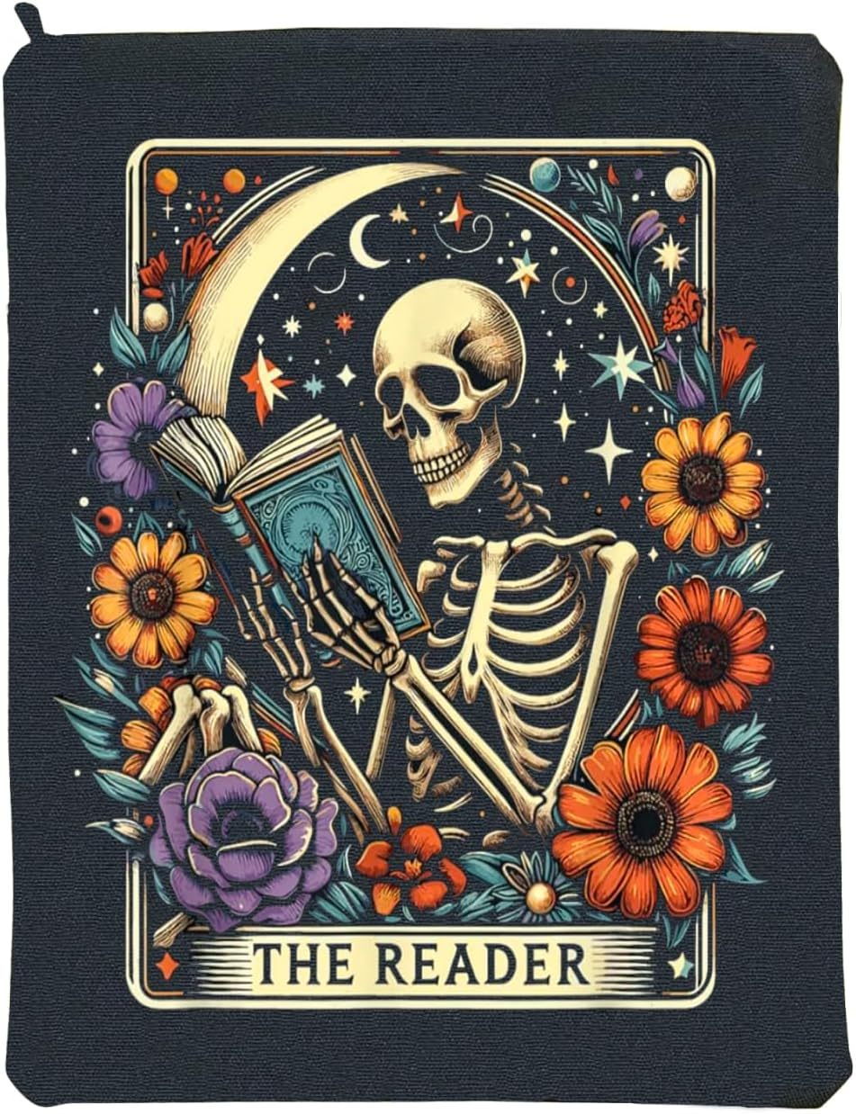 Bookworm Gift Tarot Card Book Cover the Reader Book Sleeve Pouch for Bookish (The Reader Navy, Medium)