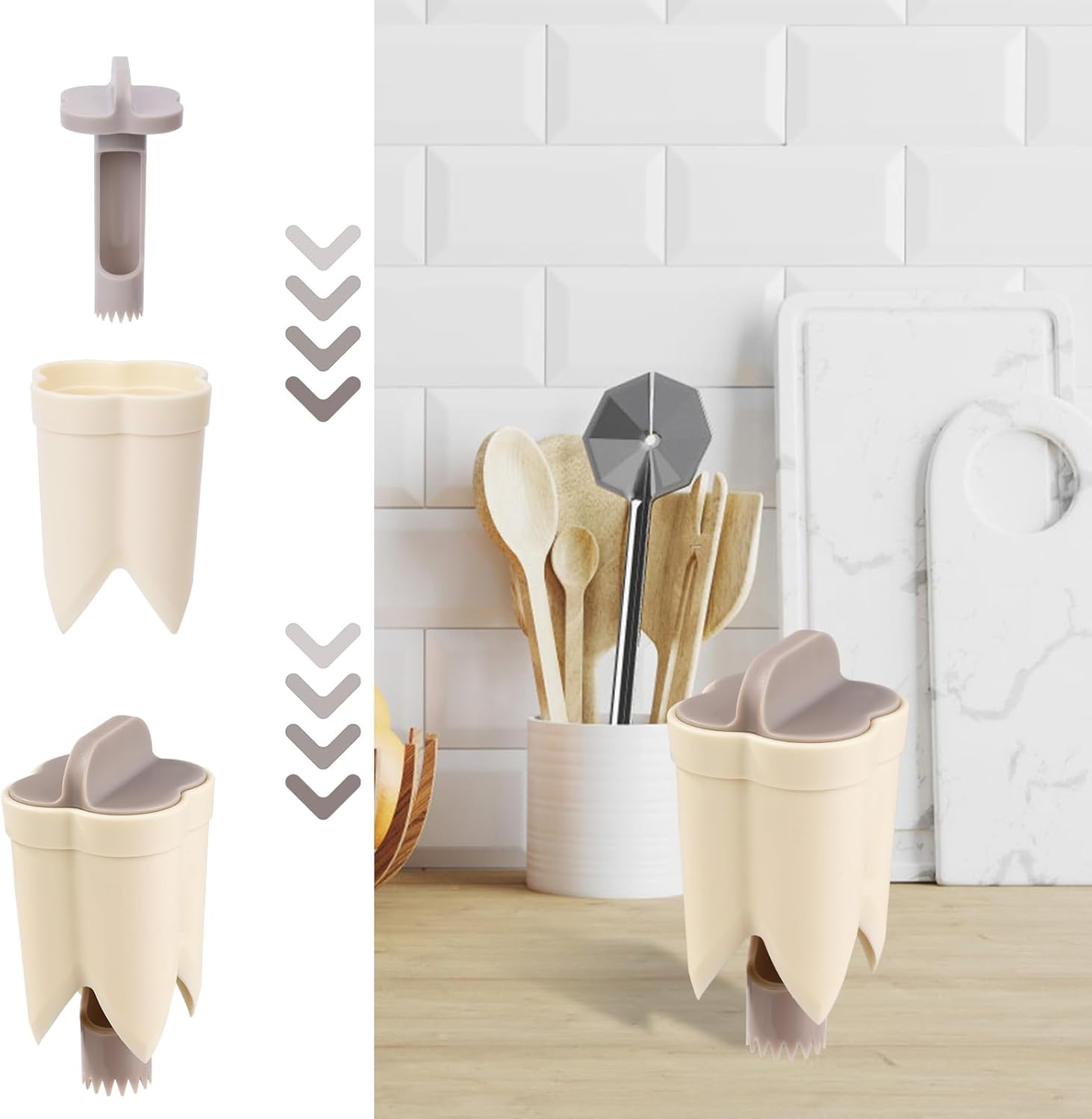 2 in 1 Pepper Corer, Bell Pepper Cutter 2 in 1 Fruit Pepper Corer Pepper Deseeder Pepper Corer and Deseeder for Kitchen Home Family Camping(Off White) image number 3