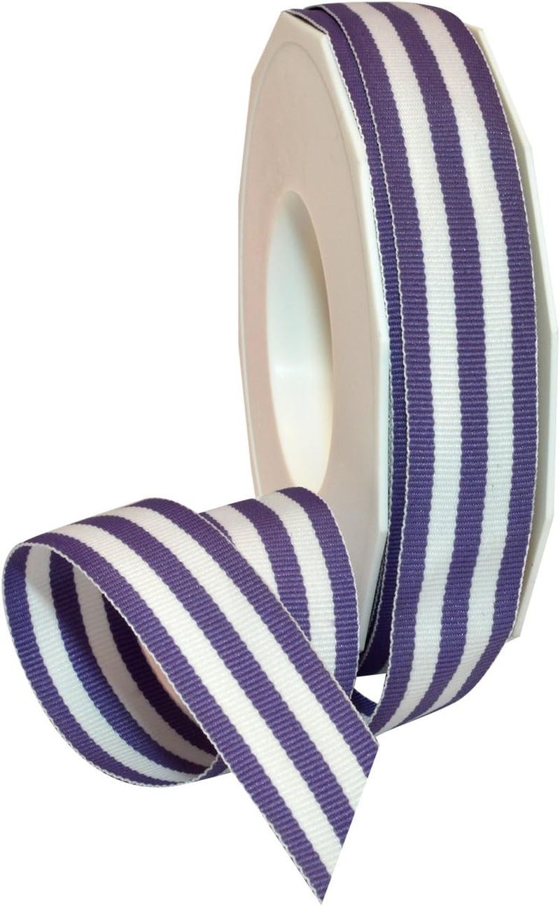 Morex Ribbon Striped Polyester Grosgrain Ribbon, Party Decorations, Gift Wrapping, Fun Patterns, 7/8" by 20 Yd., Geranium image number 4
