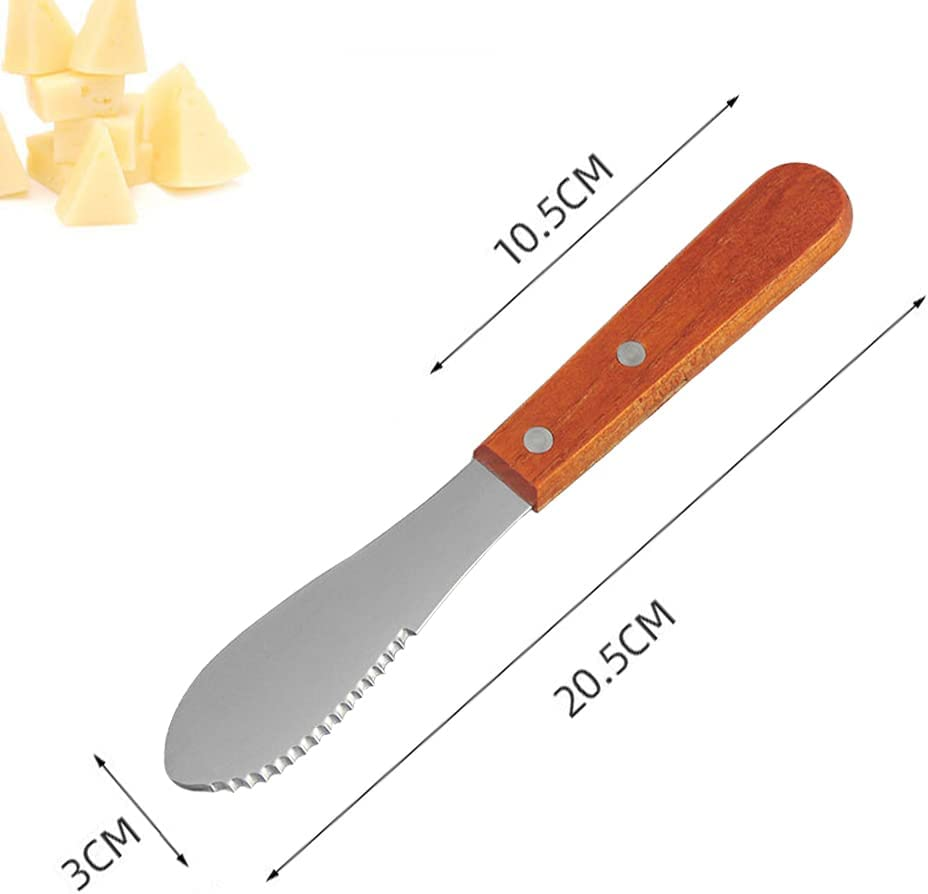Stainless Steel Butter Cheese Spreader Kitchen Knife with Wooden Handle image number 4