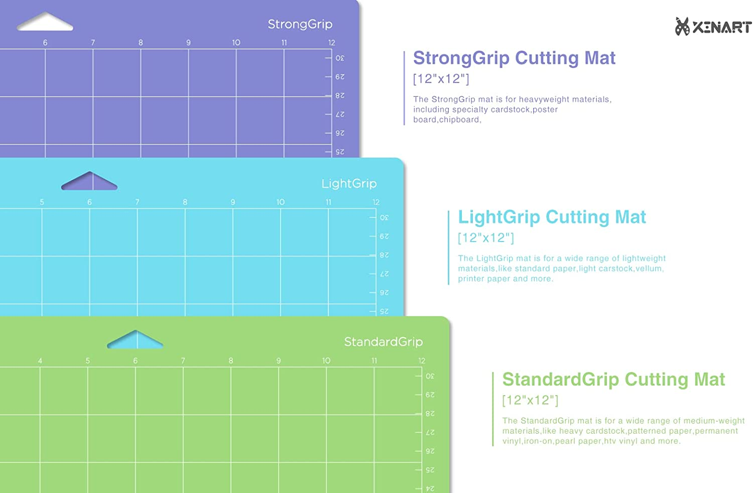 XINART Cutting Mats for Cricut Maker 3/Maker/Explore Air 3/Air 2/One Adhesive 12"X12" Mats Accessories Compatible with Cricut 4 Pack Green image number 1