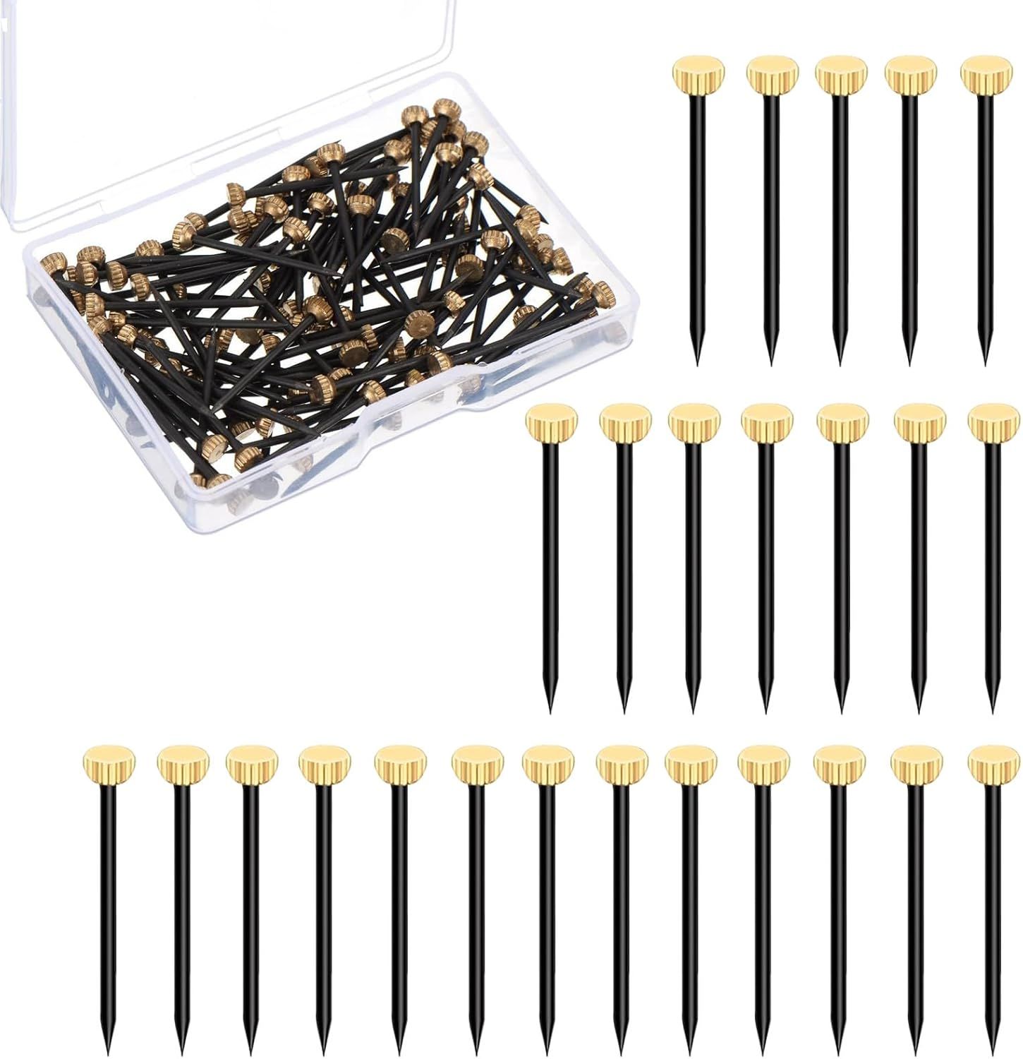 50Pcs Metal Plaster Picture Frame Hangers Picture Hanging Nails with Plastic Storage Box,Picture Pins Frame Hanging Nails,Metal Head Hanging Pins Nail Hook Pins for Hanging Photo Frame image number 3