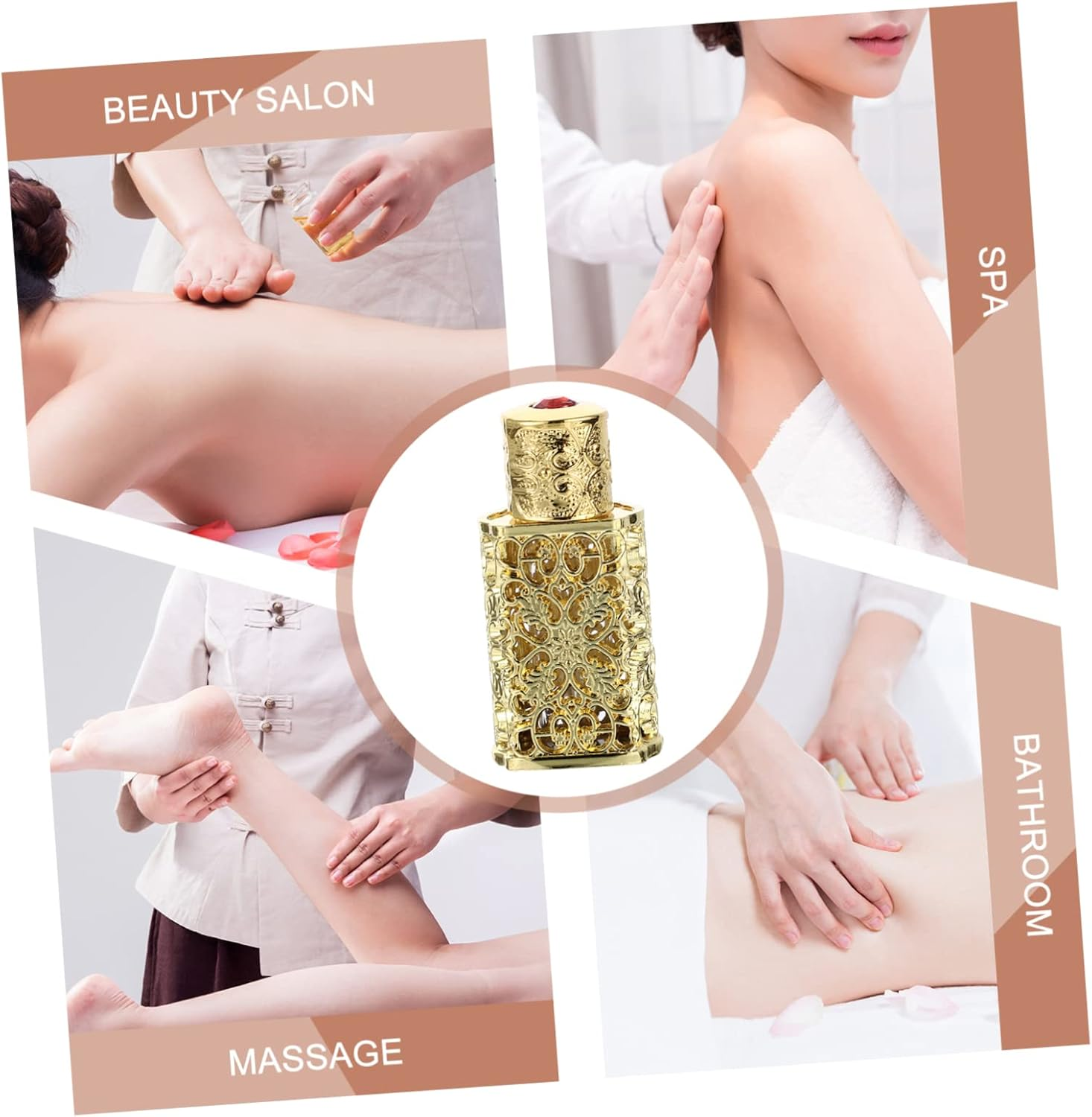 KOMBIUDA 3Ml Essential Oil Storage Bottle Metal Glass Perfume Dispenser Hollow Engraved Spray Bottle for Travel and Cosmetic Use