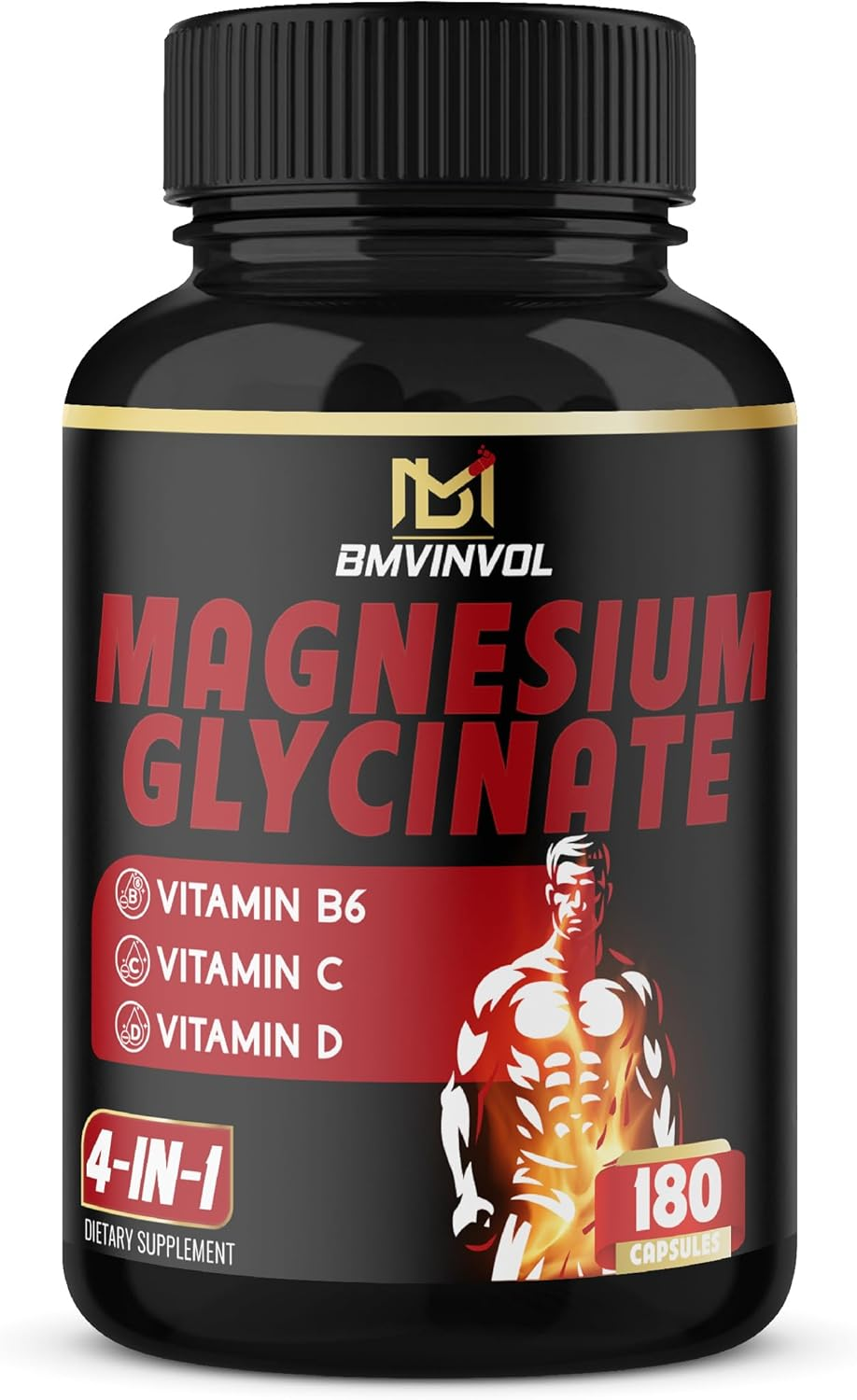 Magnesium Glycinate with Vitamin.B6, Vitamin C, Vitamin.D - 6 Months Supply - 180 Count image number 4