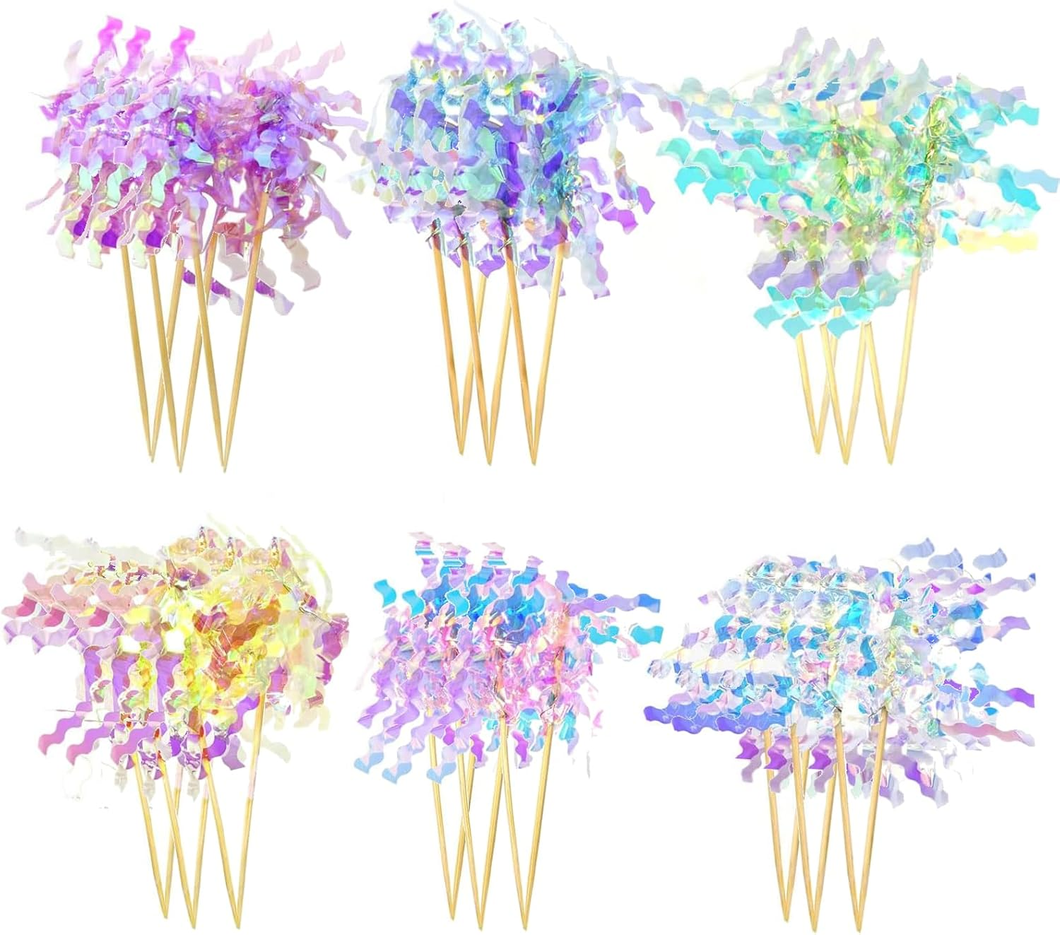 50Pcs Firework Cupcake Toppers Cocktail Food Fruit Toothpick Holiday Cake Decoration Cake Toppers Picks for Christmas Party Birthday Wedding Cake Decoration Party Favors Supplies, Random Color image number 3