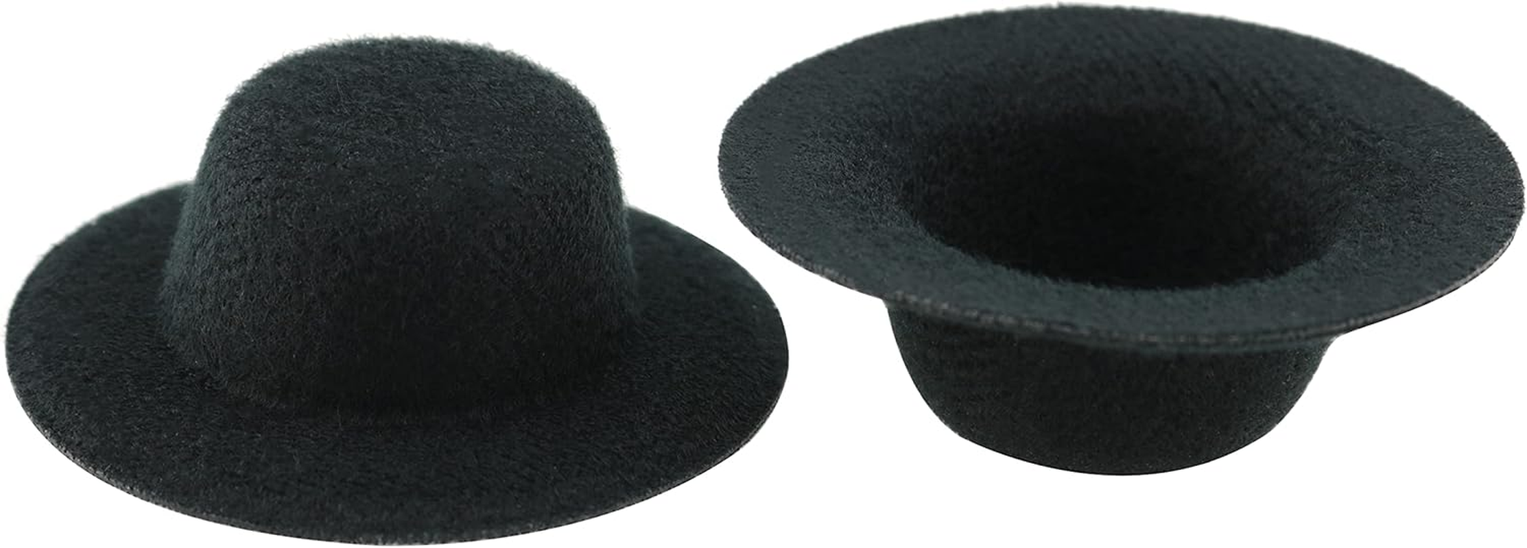 Handmade Small Wide Brim Doll Fedoras: 10Pcs Felt Panama Hats with Flat Tops image number 1