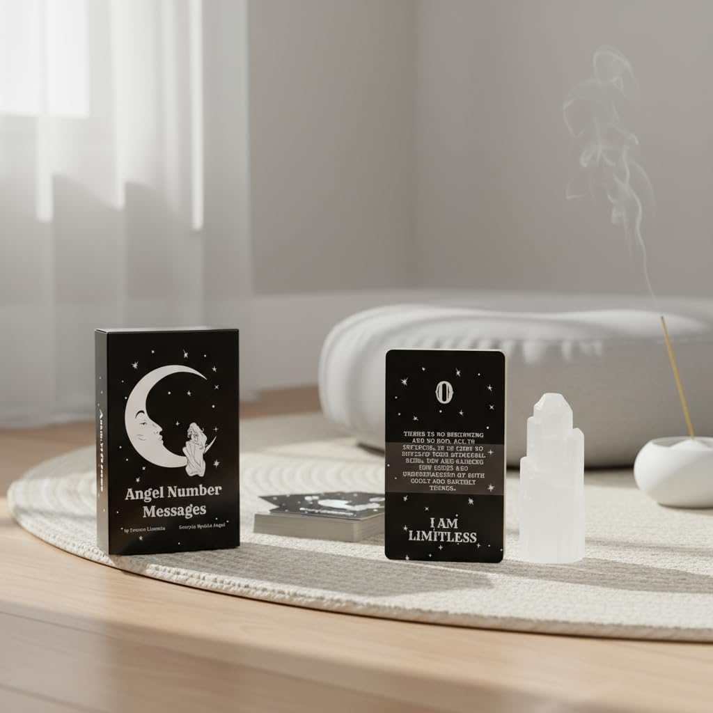 Angel Number Message, Tan Tarot Cards, Tarot Cards Deck, with Guide and Box, Divination of the Future,Black image number 4