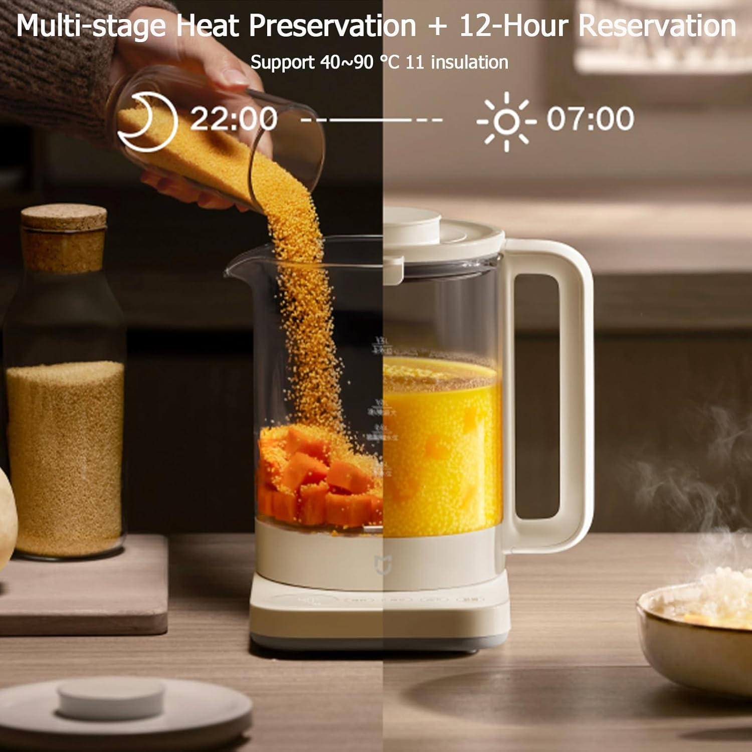 XIAO MI MIJIA Electric Kettle S2, 8-In-1 Programmable Multi-Functional Health Pot with Glass Stew Pot, Removable Infuser, 40-90℃ Keep Warm Control, BPA Free, 1.5L image number 5