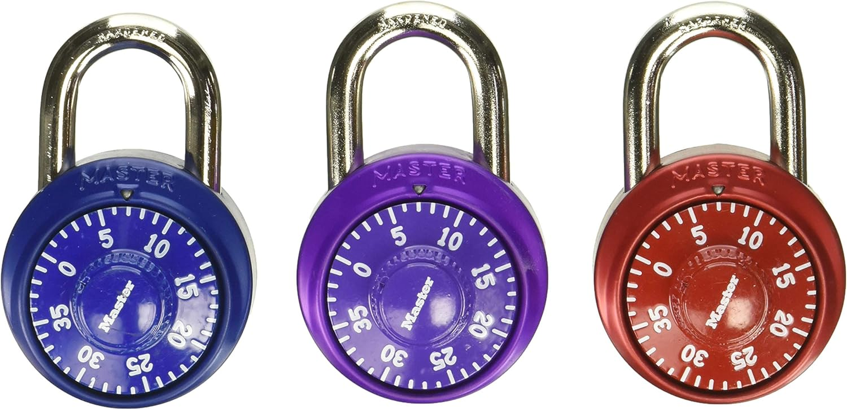 Master Lock 1530T Combination Padlock, Bright Metallic, Each Pack Contains 2 Locks, Colors May Vary, Pack of 4 image number 1