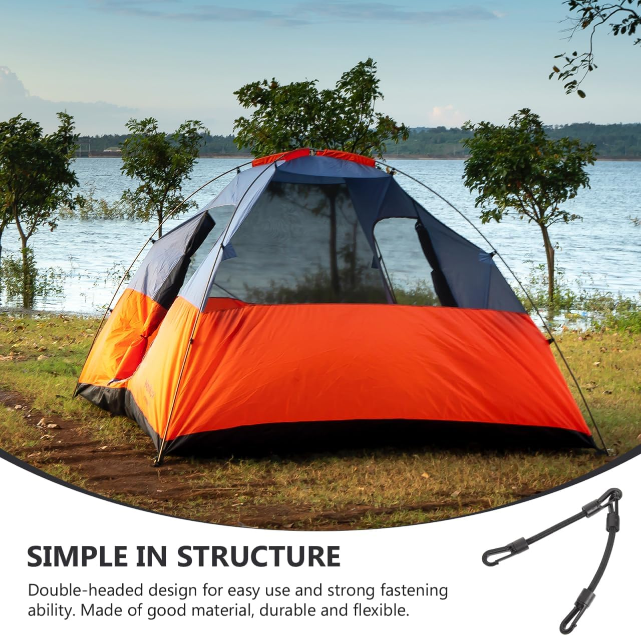 5Pcs Elastic Hook Straps - Heavy Duty Bungee Cords with Hooks Multi-Function Tie down Straps for Outdoor Camping Tent Fastening & Kayak Securing image number 6