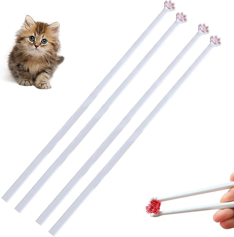 2 Pairs Cat Paw Chopsticks, Pink Plastic Non-Slip Chopsticks with Cute Paw Prints, Unique Cat-Themed Tableware