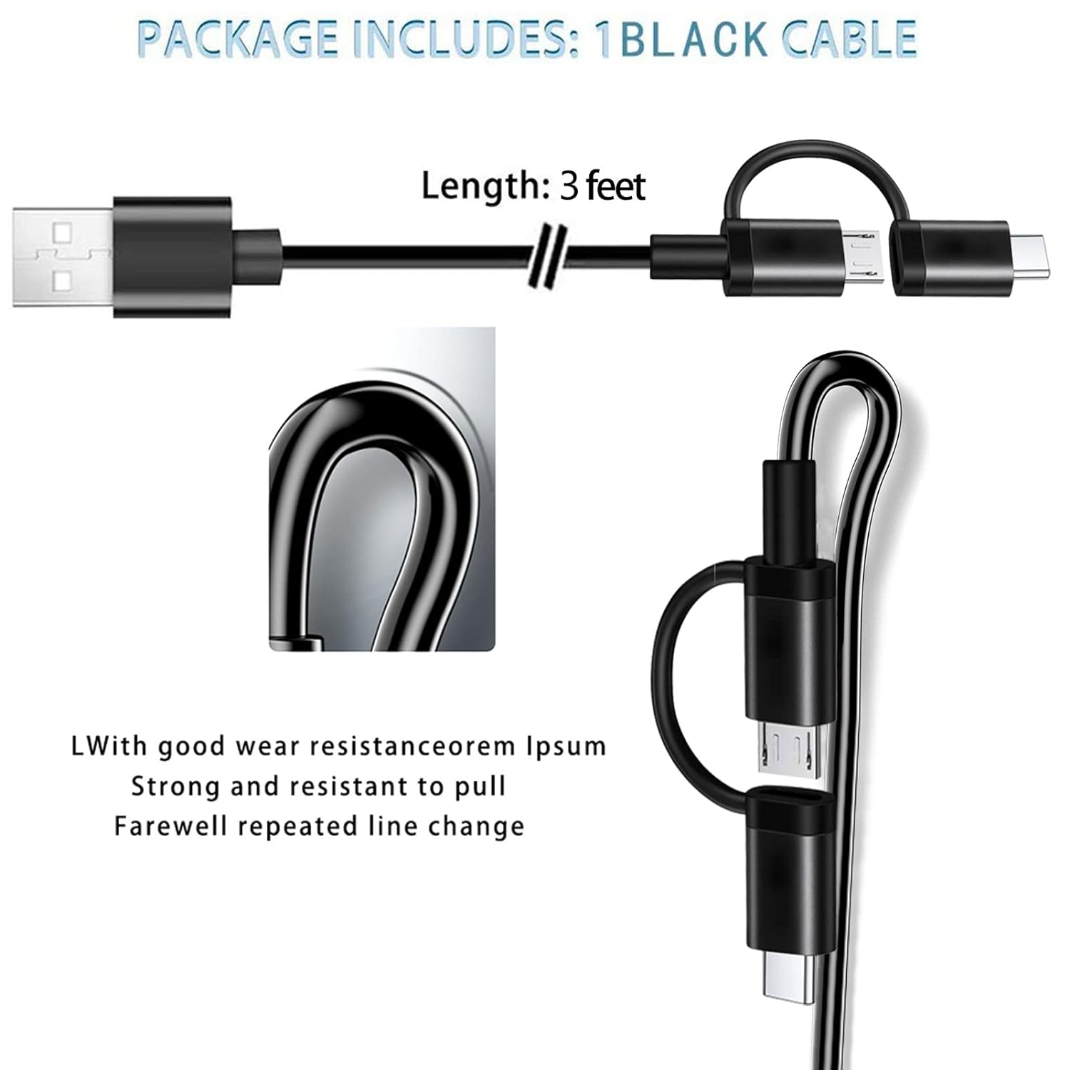 Charger Cord for Kindle Fire Tablet (9-13Th Gen) Fast USB Type-C & Micro USB Charging Cable for Fire HD (Plus/Kids/Kids Pro) All-New Kindl/Kids/Paperwhite/Scribe E-Reader(11Th Gen) & Samsung Phone image number 4