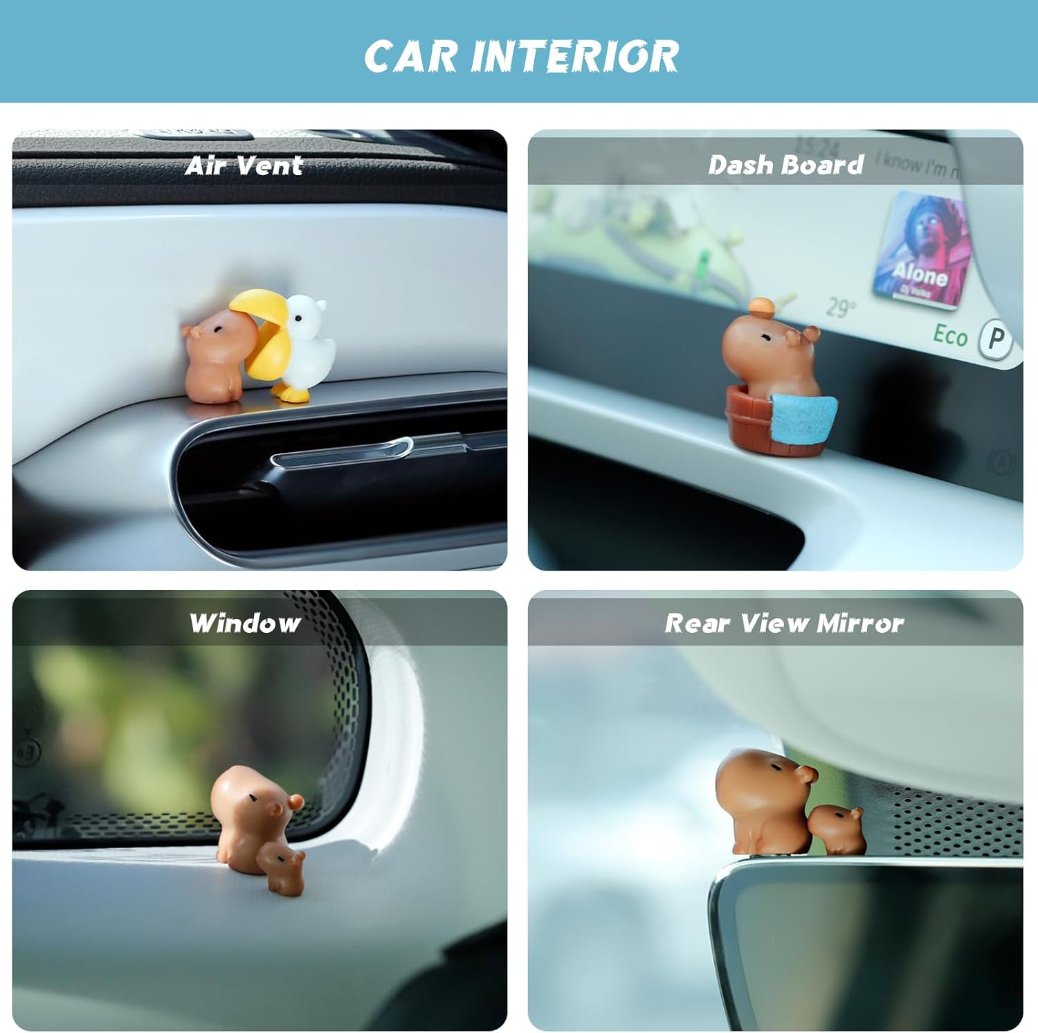 YGMONER 9 Pcs Mini Capybara Car Dashboard Figurine Decoration Cute Car Interior Ornaments, CDD439 image number 2