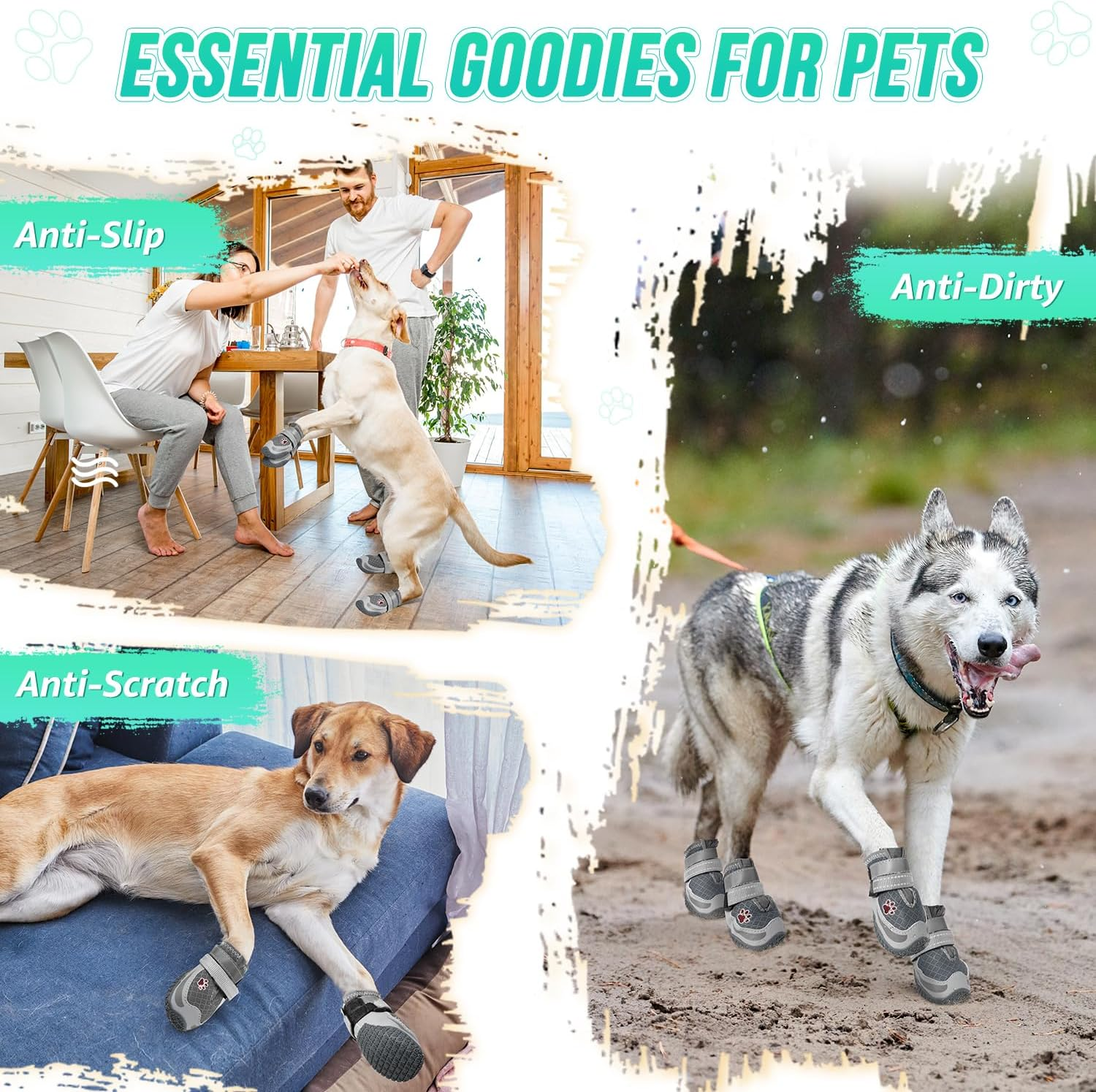 Slowton Dog Shoes for Summer Hot Pavement - Breathable Dog Boots for Large Small Medium Pet, Paw Protector for Outdoor Walking Hardwood Floor, Anti-Slip Rubber Booties for Winter Snow image number 1