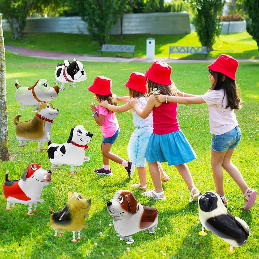 4 Pack Dachshund Dog Balloons, Air Walker Pet Animal Doggy Party Decoration, Brown, Black, 4 Count, 24'' image number 3