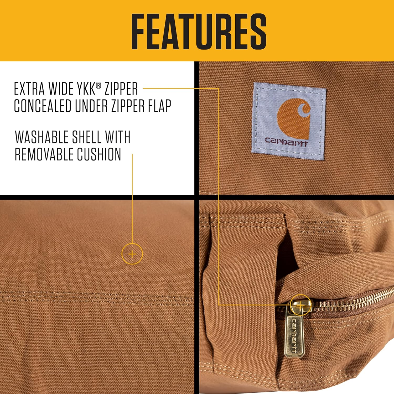 Carhartt Firm Duck Dog Bed, Durable Canvas Pet Bed image number 3