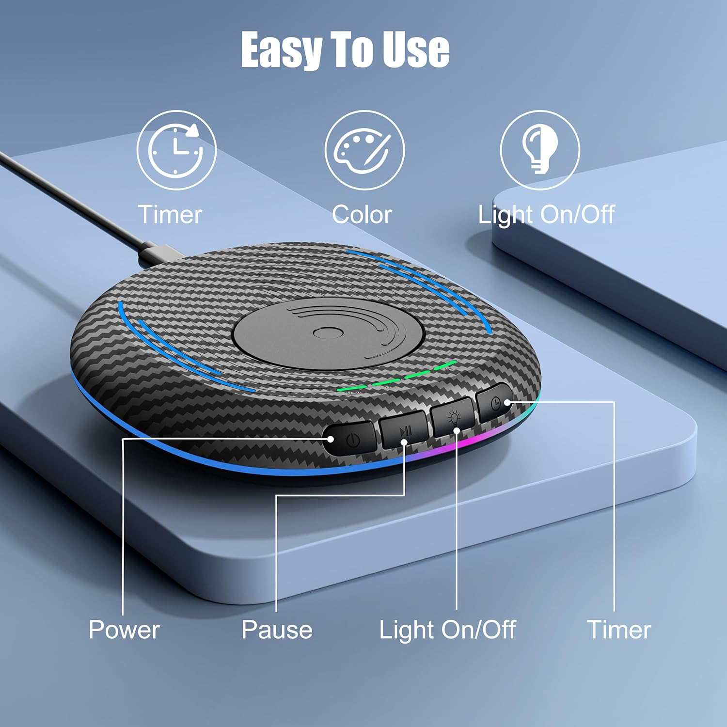 Mouse Jiggler Undetectable with Timer, On/Off Switch, Breathing Light for Prevent Computer Laptop Screen Sleep (Carbon Fiber Black) image number 3