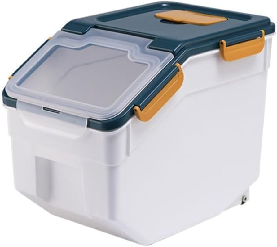 TOMVAES Rice Storage Container, Rice Bucket with Lids, Grain Pet Food Bin, Insect and Moisture Proof Rice round Drum, Household, 10Kg image number 2