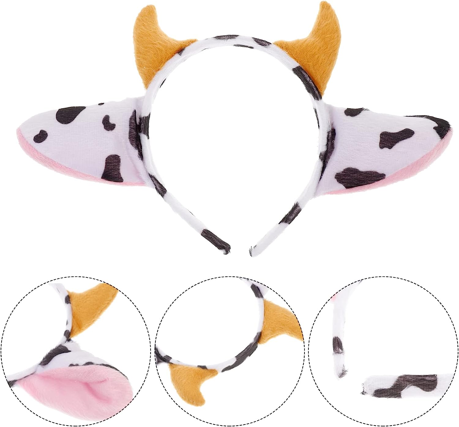 STOBOK Cow Ears Headband Dairy Cow Headband Hairhoop Cartoon Ears and Horns Design Hairhoop S Costume Headw for Halloween Party Cosplay Prop image number 6
