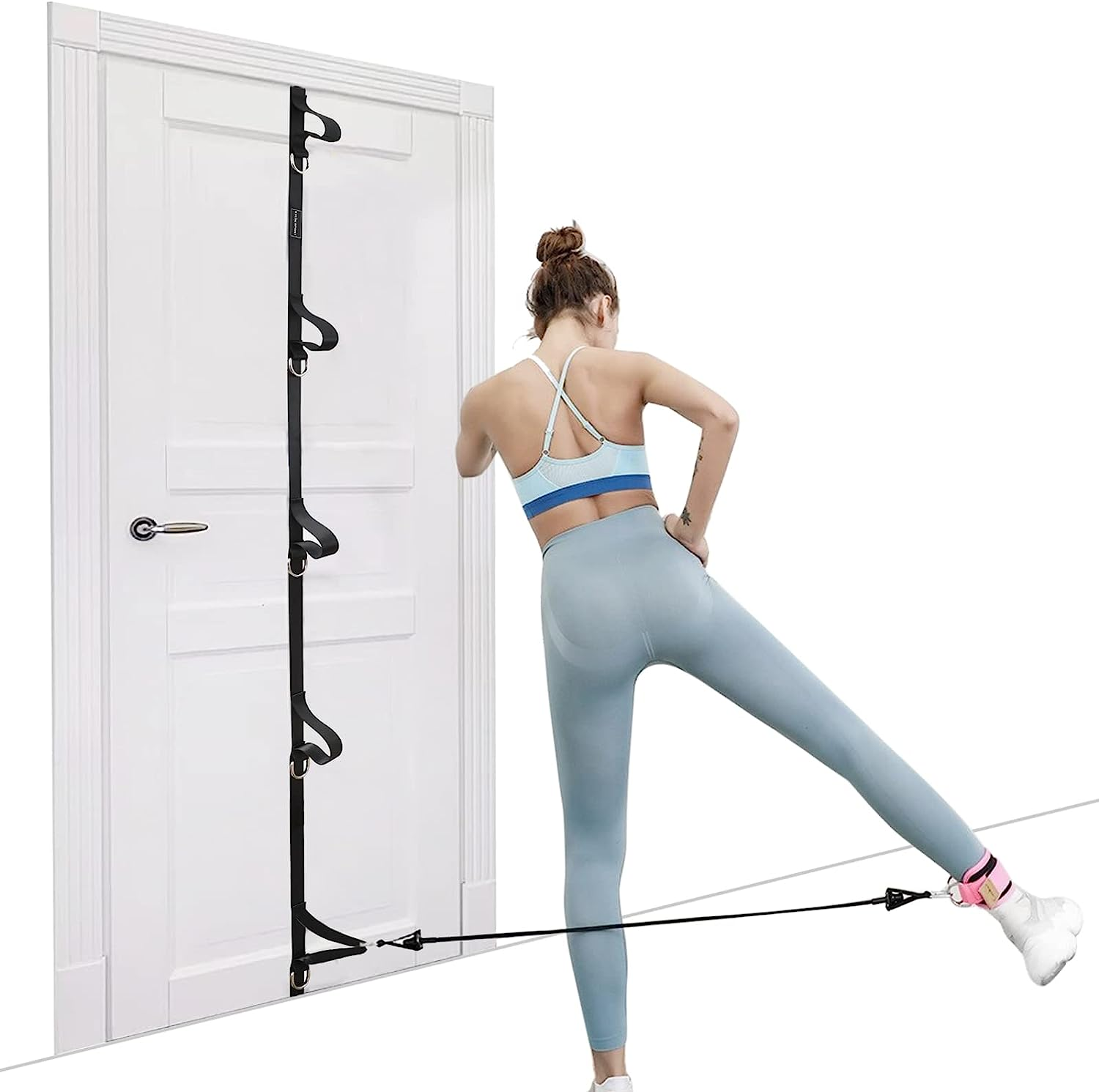 KYLIN SPORT Door Anchor Strap for Resistance Bands Exercises Multi Point Anchor Gym Attachment for Home Fitness, Portable Door Band Resistance Workout Equipment, Black image number 6