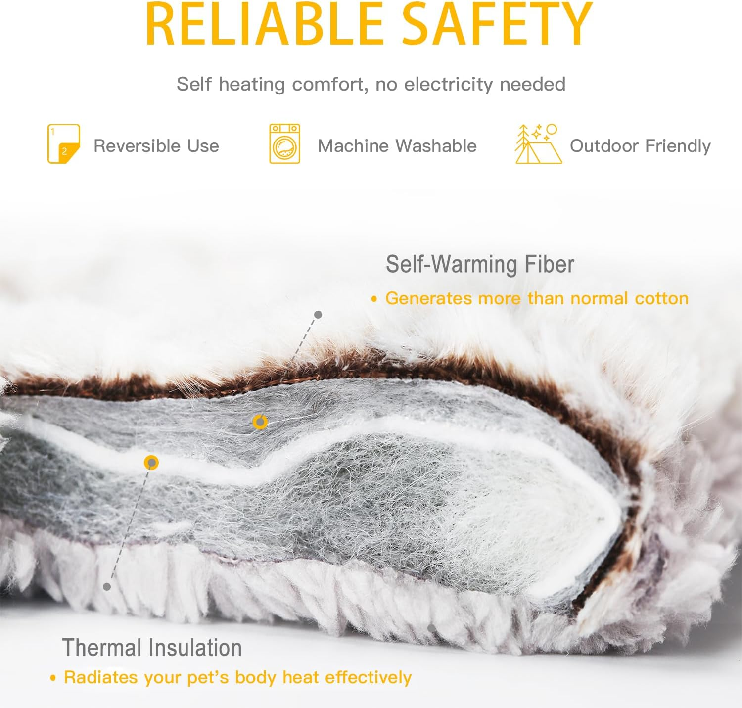 MORA PETS Self Heating Cat Bed Heated Cat Blanket Washable Warming Pet Pad Electric-Free Heat Bed Puppy Cushion Small Thermal Mat Reversible 70 X 47 Cm image number 2