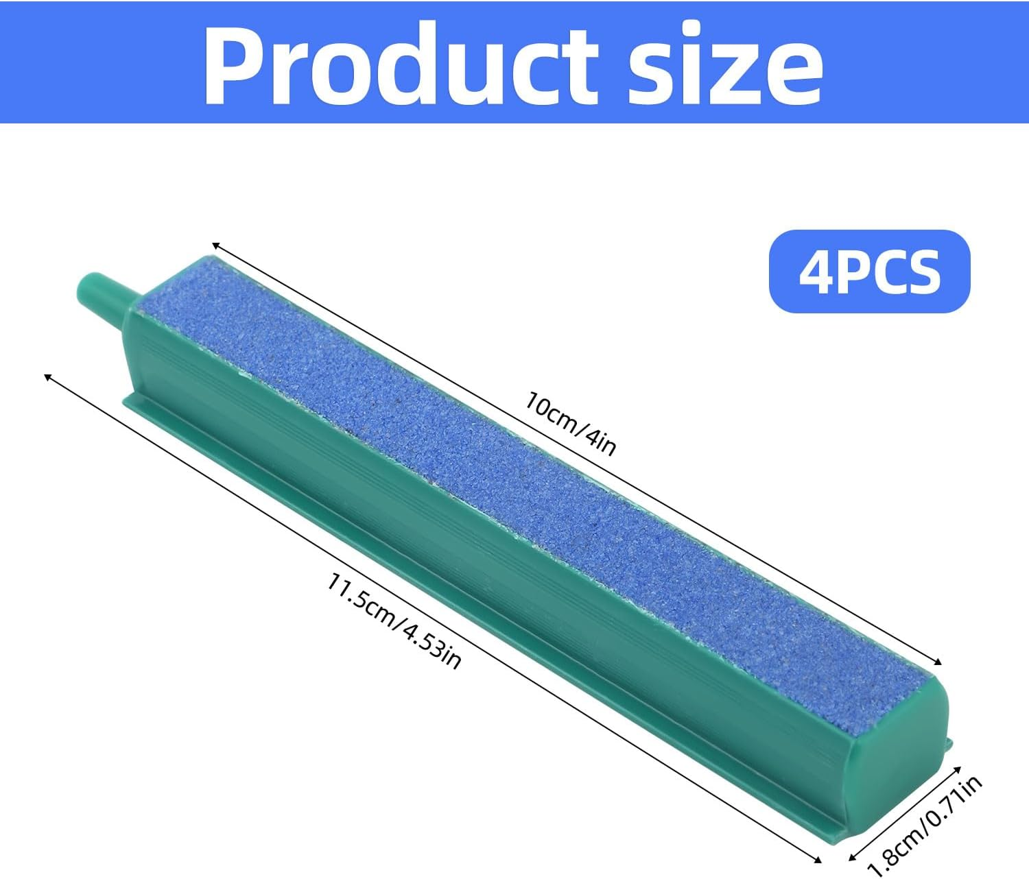 Gosknor 4Pcs Aquarium Air Stone Bar Bubbler, 4In Sand Bubble Stone with Plastic Base for Aquarium Fish Tank Diffuser Ideal Air Pump Accessories for Fish Tank Bucket Hydroponic System image number 5
