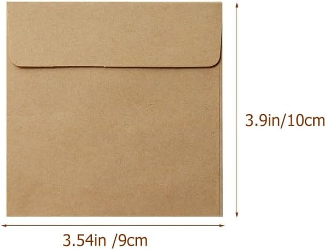 MAGICLULU 100Pcs Kraft Envelope Packets Note Envelopes Brown Stamps Envelopes Coin Storage Small 2X3 Wedding Invitation Coin Vellum Paper Square Clip image number 1