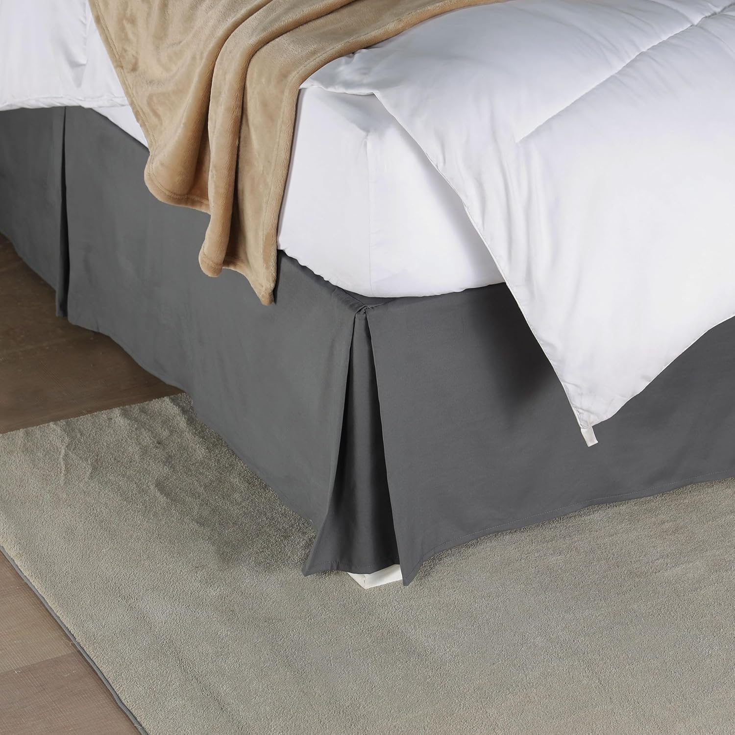 NY Threads - Pleated Bed Skirt - Queen - Easy Fit - Soft Brushed Microfiber, 16 Inches Drop - Simple Design, Machine Washable - Ideal for Hiding under - Base Bed Skirt - Grey image number 4