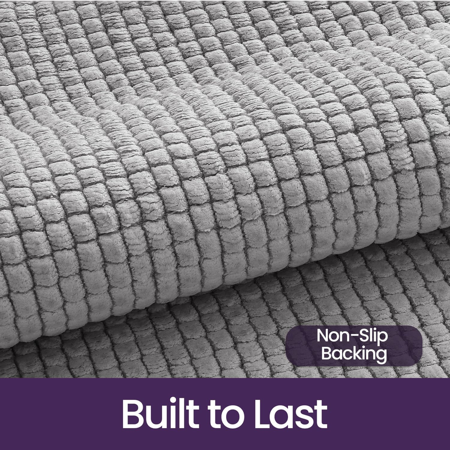 DEXI Bathroom Rugs Sets 2 Piece, Non Slip and Machine Washable Toilet Rug, Super Absorbent and Soft Chenille Bath Mat Set for Shower Floor and Tub, 50 X 80 Cm + 50 X 80 Cm, Grey image number 3