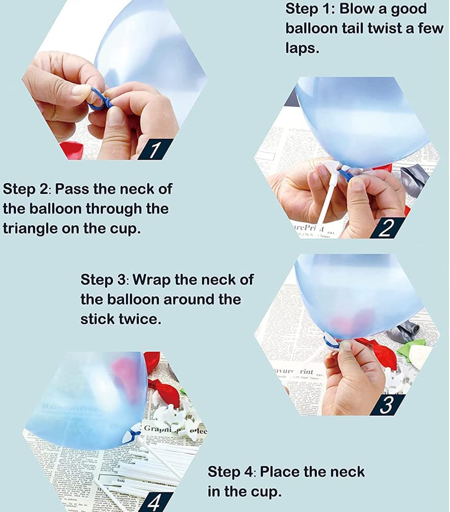 50 Pcs Balloon Sticks 32Cm Hand Balloons Holder with Cups for Wedding, Party, Holidays, Anniversary Decor