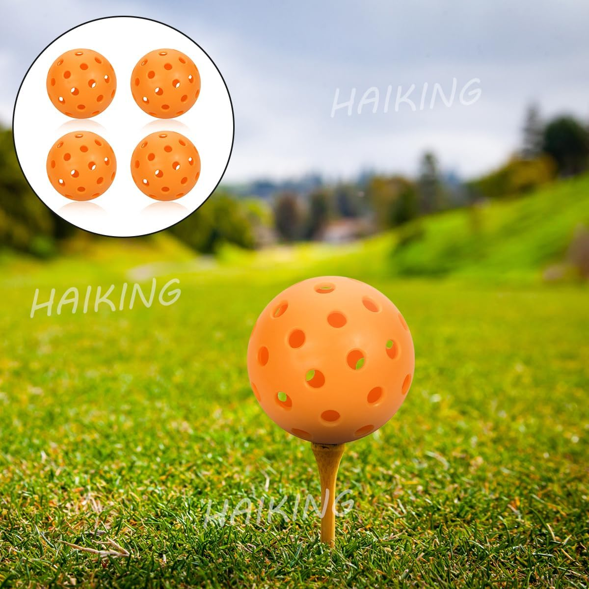 Pickleball Balls, 4 PCS Orange Plastic 40 Holes Practice Hollow Ball for Indoor, Outdoor (74Mm/2.91In) image number 2