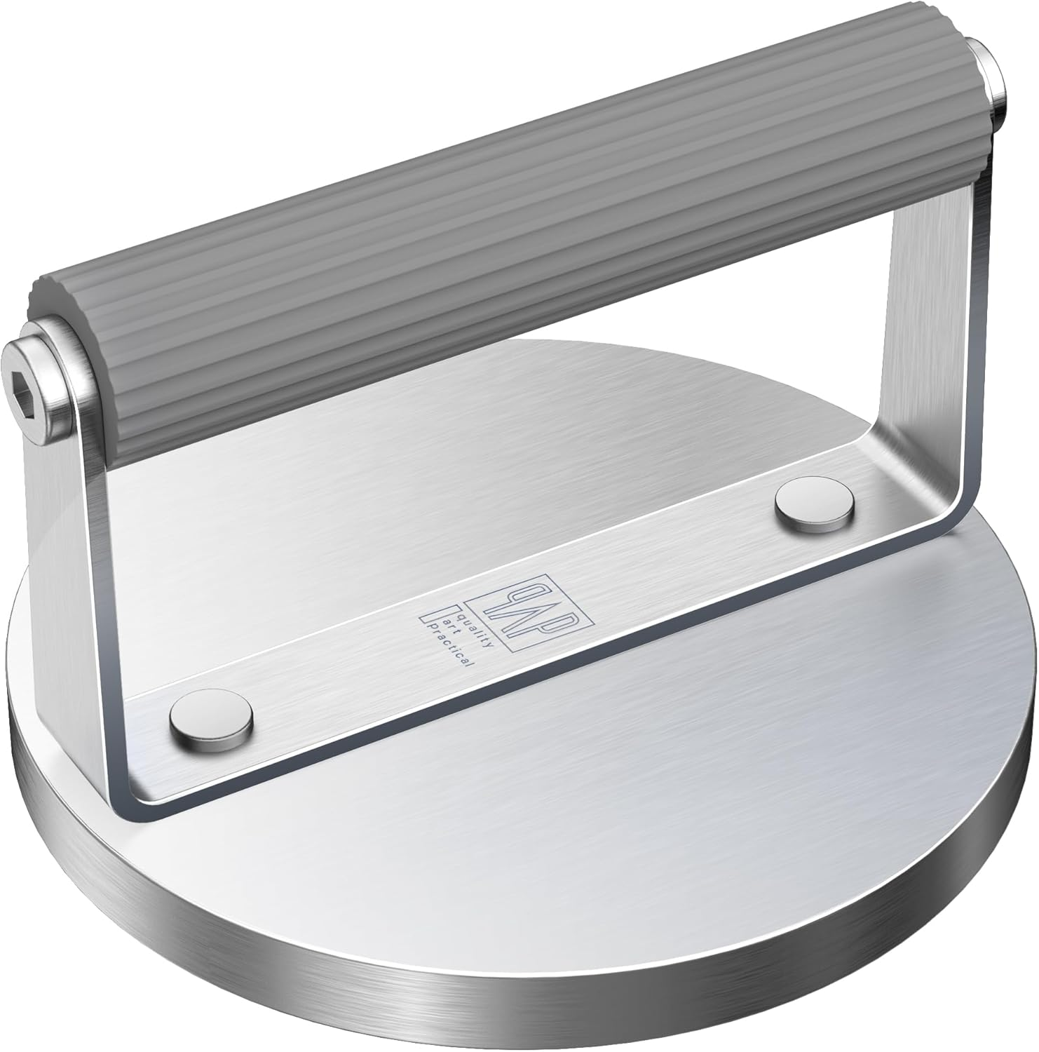 The Artisan Sear Press by QAP | Heavy Duty 1.95Kg Stainless Steel Grill Press for Smashed Burgers, Steak & Bacon | with Forge-Proof Flame-Retardant Handle | 163Mm round BBQ Hot Plate Accessory/Bp1-01 image number 4