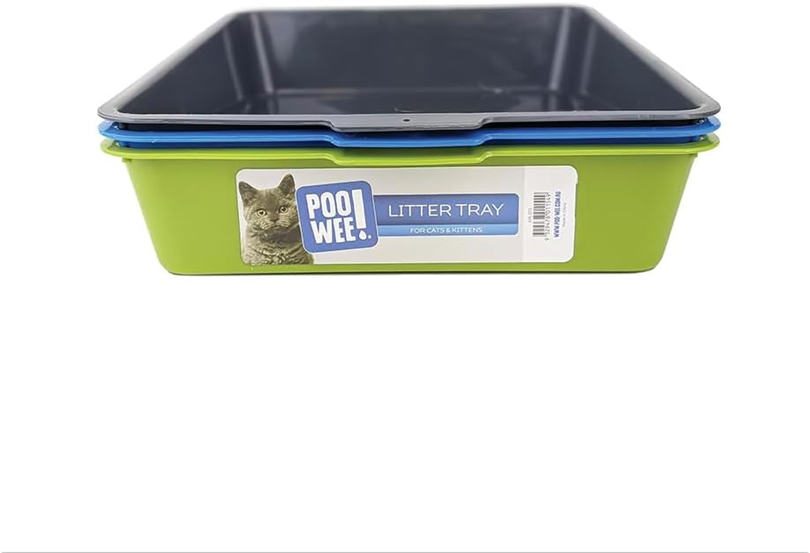 POOWEE! Plain Cat Litter Pan Large, 42X31X8Cm, Random Colour &ndash; Low-Sided Open Tray for Easy Access, Ideal for Kittens & Cats, Easy-Clean Plastic, Aussie Owned, Single Tray Included image number 2