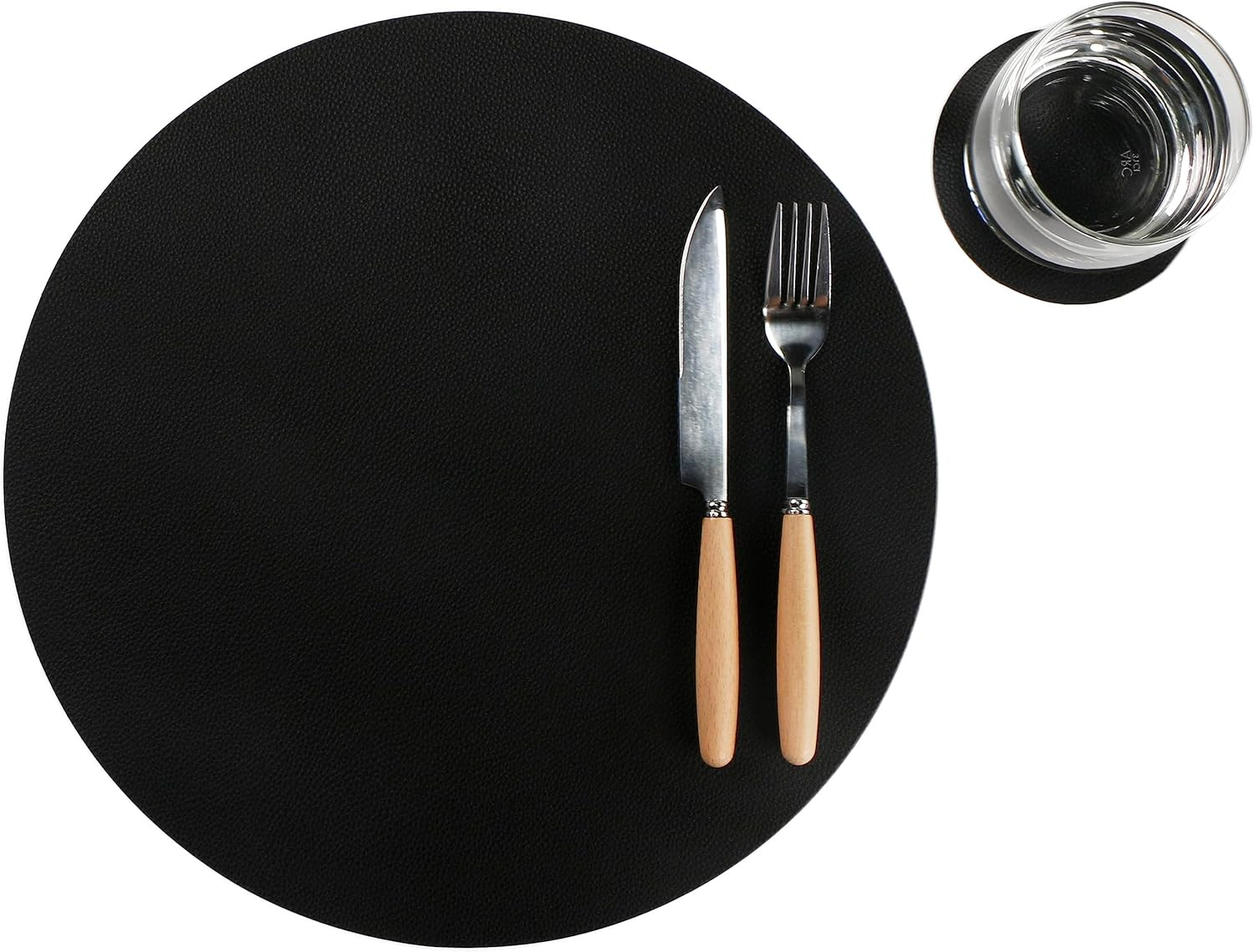 Wipeable Placemats and Coasters Leather Table Mats Waterproof Heat-Resistant Easy to Clean for Dining Table Set Kitchen Table Set of 6, Buff image number 2