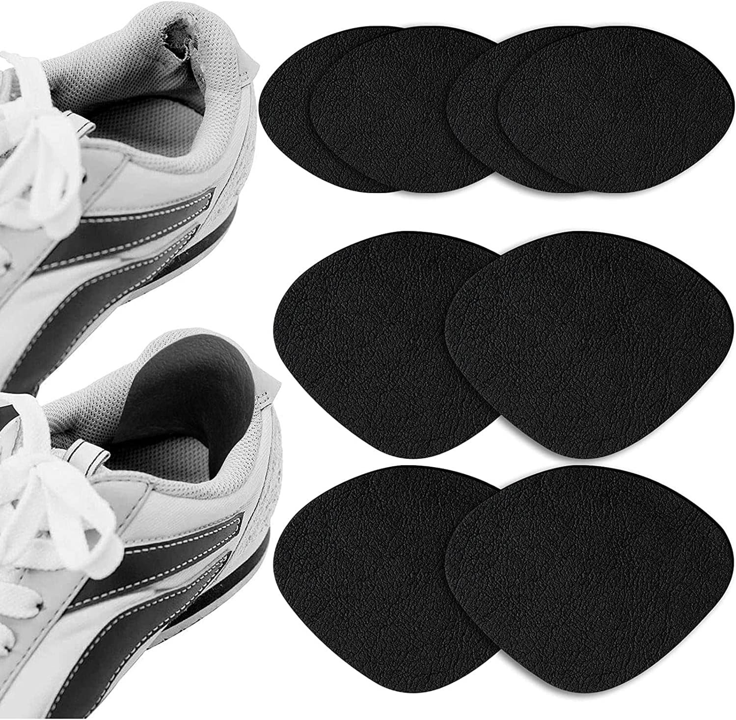 Shoe Hole Repair Patch, Self-Adhesive Sneaker Heel Repair Patch, Black, One Size