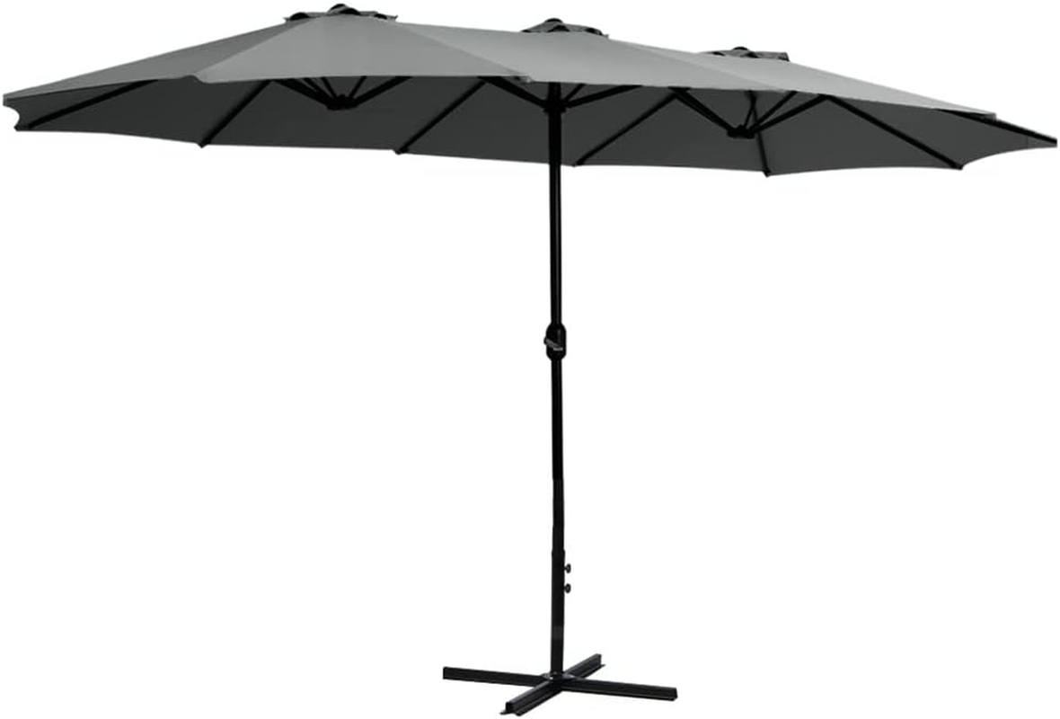 Instahut Outdoor Umbrella 4.57M Charcoal Pole Stand, Sun Beach Garden Patio Camping Tent Gazebo Canopy Double Shading, Water Resistant and UV Steel Frame