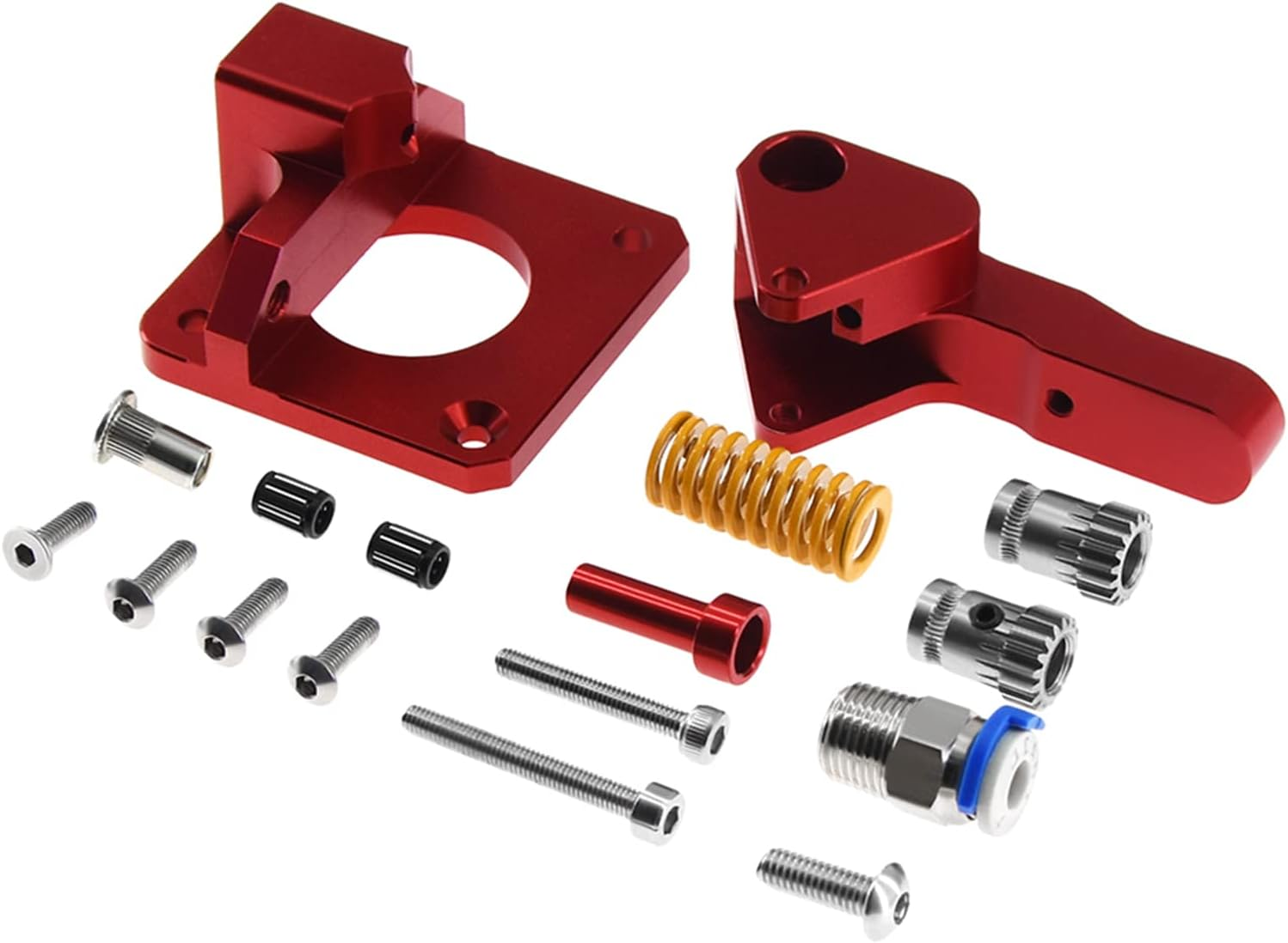 Mingzhe All Metal Feeder Extruder Frame and 4PCS Hand Twist Leveling Nut 4PCS Silicone Columns with 4PCS Heated Bed Springs for Ender-3/Ender-3 Pro/Cr-10 Series 3D Printer Parts & image number 1