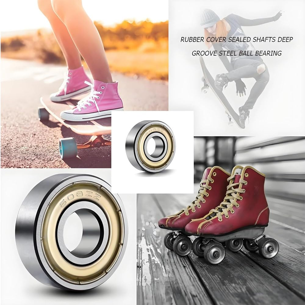 12 Pack 608ZZ Ball Bearings Premium High Speed Shielded Bearings for Skateboards, Longboards, Scooters and Inline Skates - 8Mm X 22Mm X 7Mm, Smooth and Durable Ideal for Wheels, Rollerblades image number 6
