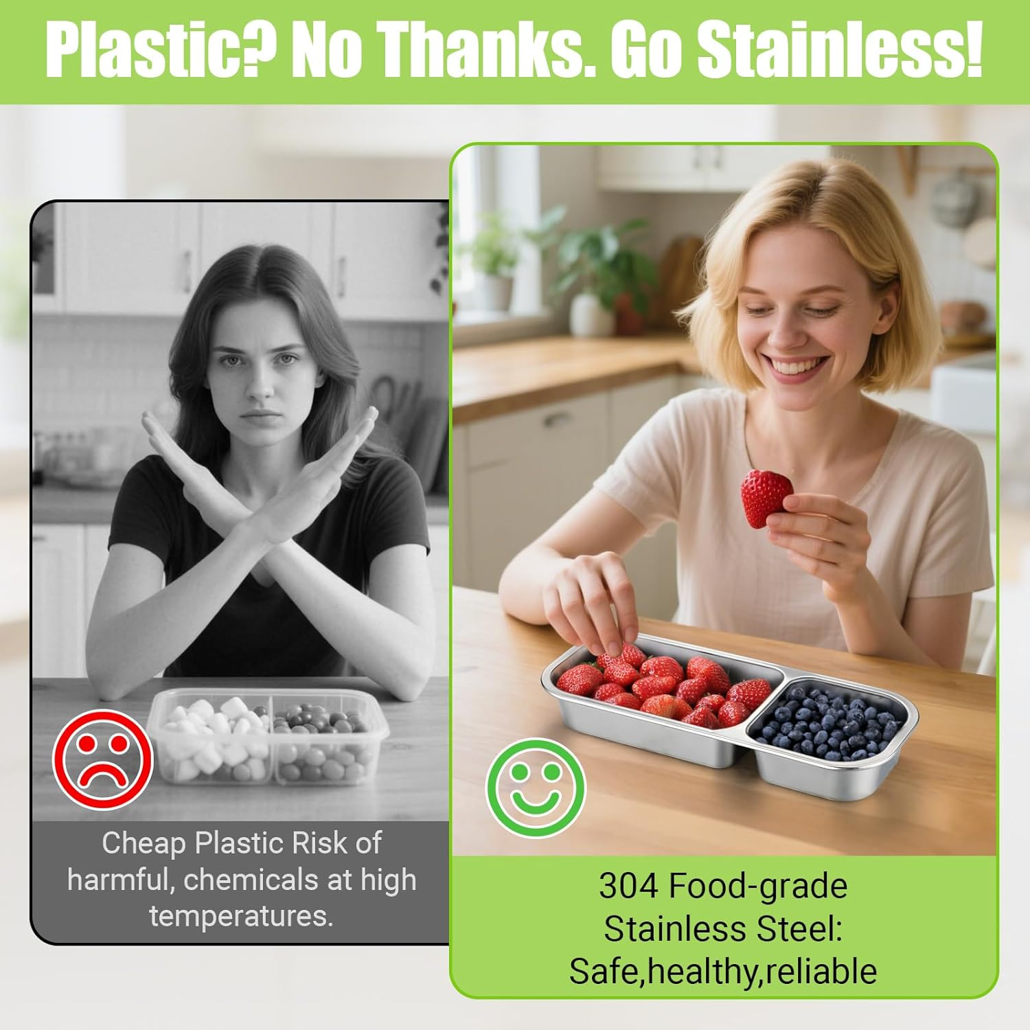 Stainless Steel Snack Containers, Reusable Condiment Box with Lids, Double Compartment Sauce Cups, Divided Food Storage Containers for School, Home, Travel image number 6