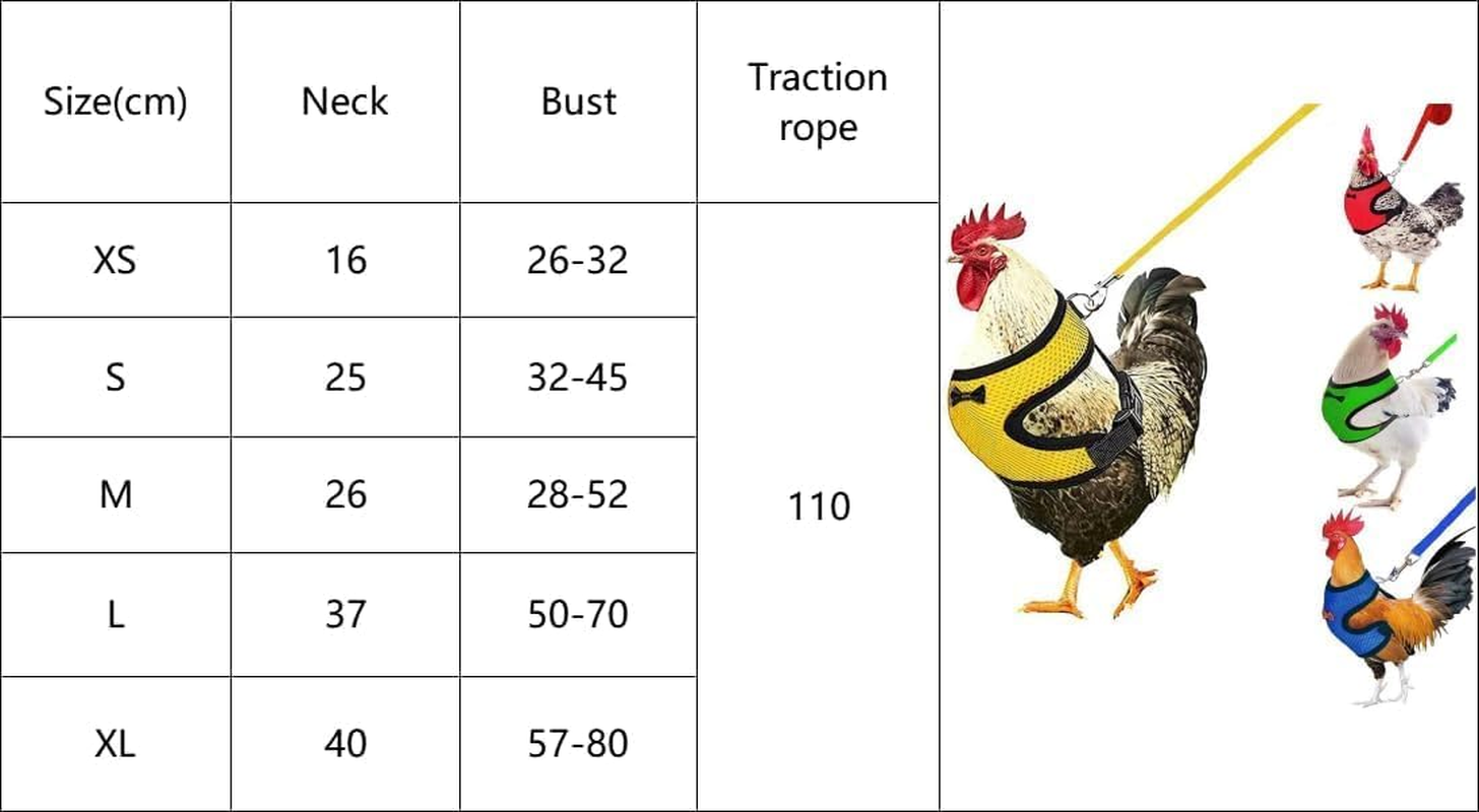 4Pcs Chicken Harness and Leash Set with Adjustable Upgrade and Improvement Breathable Comfortable Chicken, Duck, Goose as Gifts for Festival (Yellow&Red&Green&Blue, S) image number 3