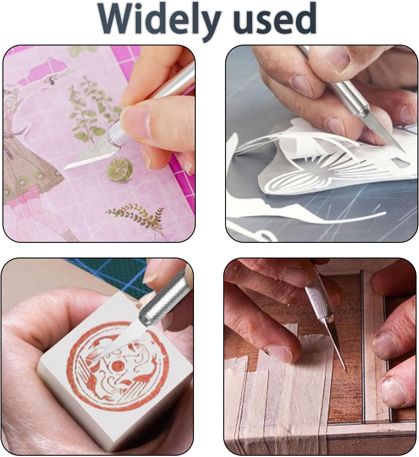 2 Pieces of Precision Carving Craft Knife, Stainless Steel Exacto Knife with Safety Helmet, Additional 20 Blades Precision Knife Set, Professional Sharpness for Art Hobby Scrapbooks and Sculptures image number 3