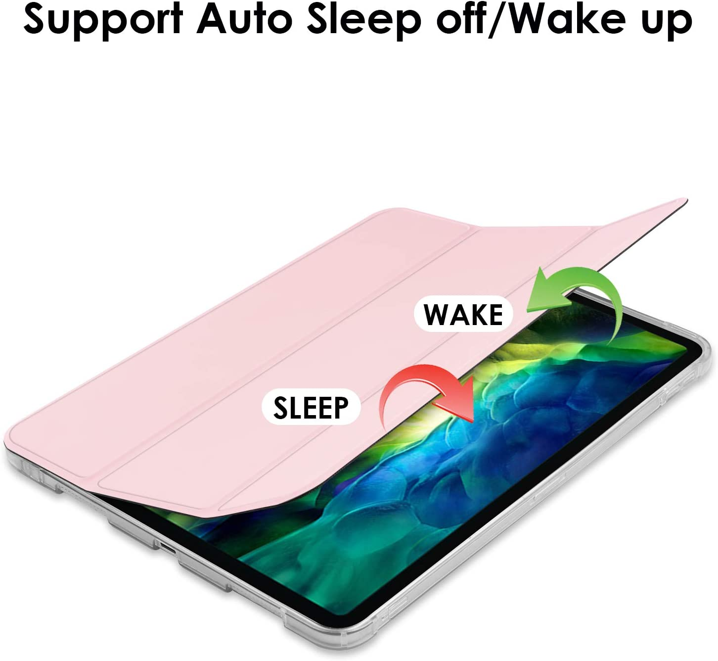 T Tersely Case Cover for Ipad Air 11-Inch 2024/ Ipad Air 5/4 (2022/2020 5Th/4Th Generation 10.9-Inch) with Pencil Holder,Slim Stand Hard Back Shell Smart Auto Sleep/Wakeup Cover (Pink) image number 3