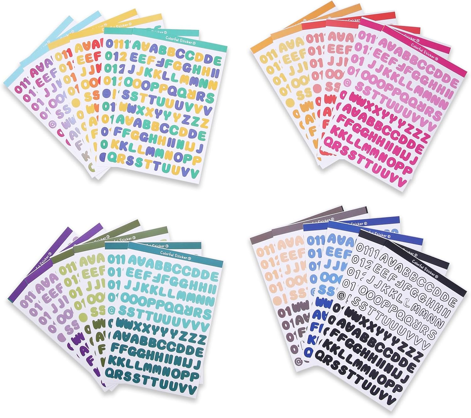 2400 Pieces Small Colorful Vinyl Letter Stickers, 24 Sheets Self Adhesive Mini Alphabet Stickers, 0.5 Inch Numbers Letters Labels DIY Crafts Art Making, Used for Cards, Notebook Decor image number 3